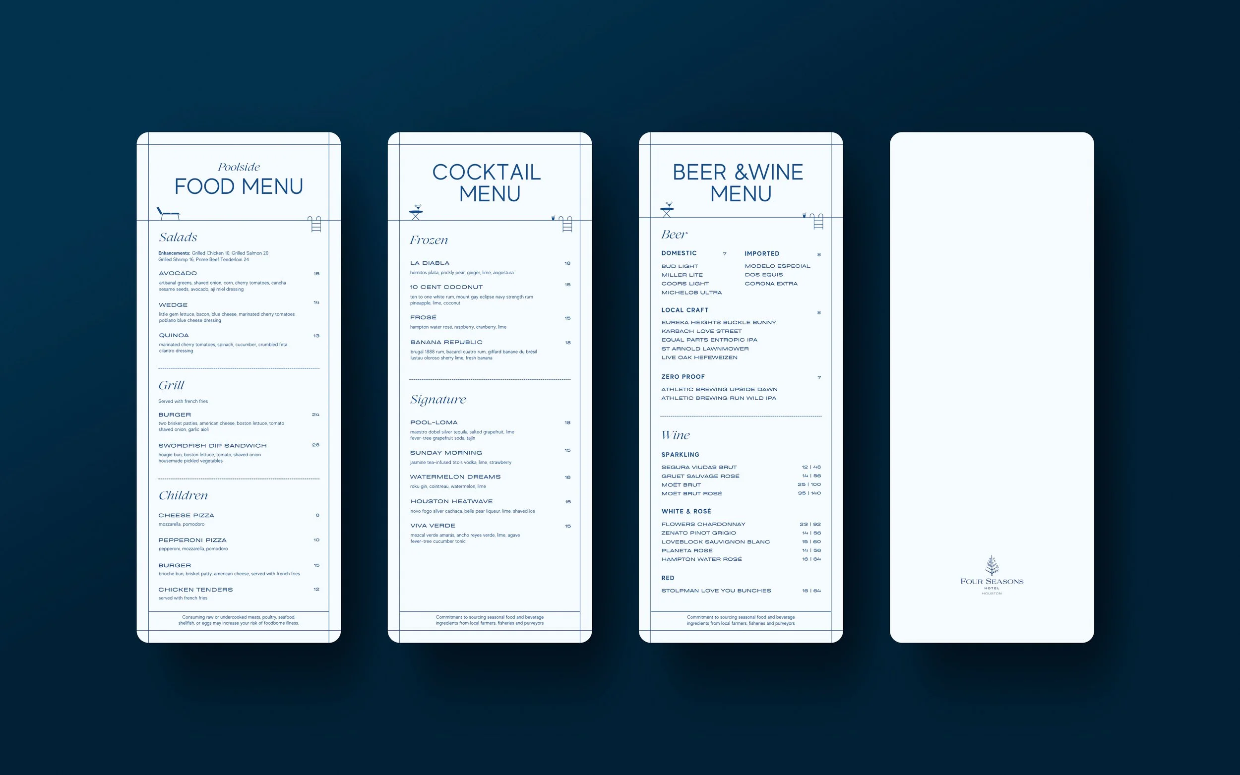 Four Seasons Hotel Houston - Pool Menus