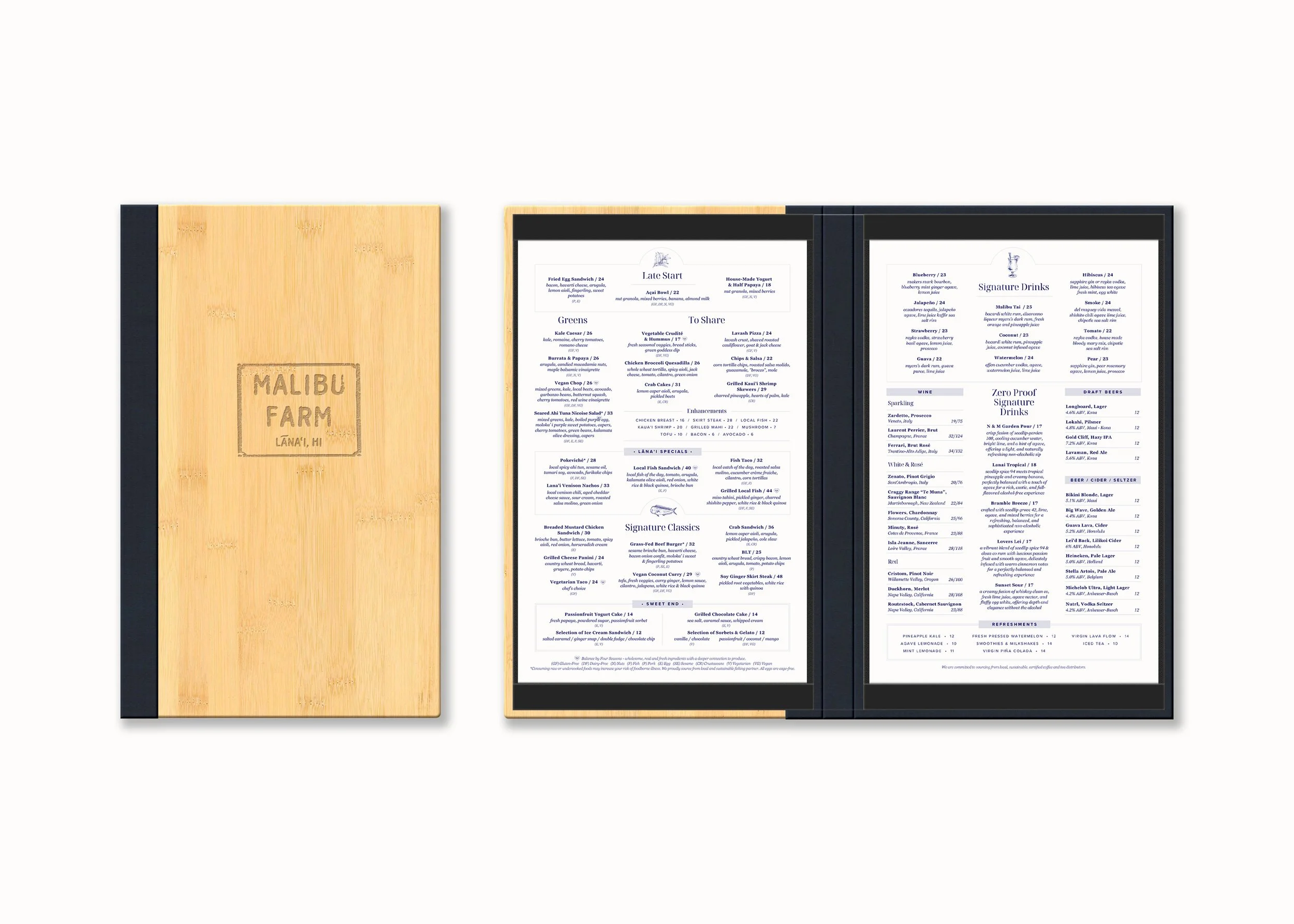 Four Seasons Resort Lanai - Malibu Farm Menus