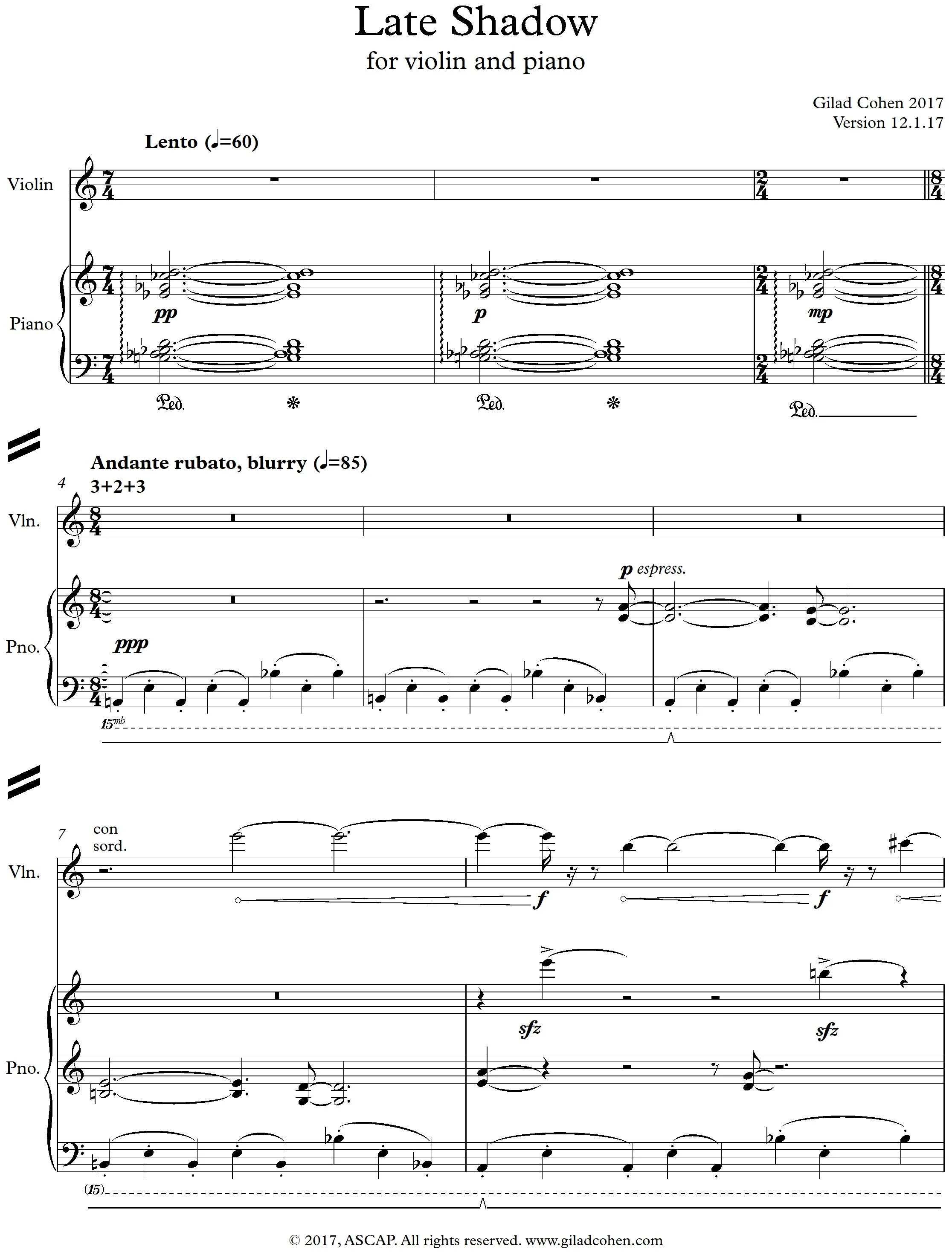 Late Shadow: score+parts (hard copy)