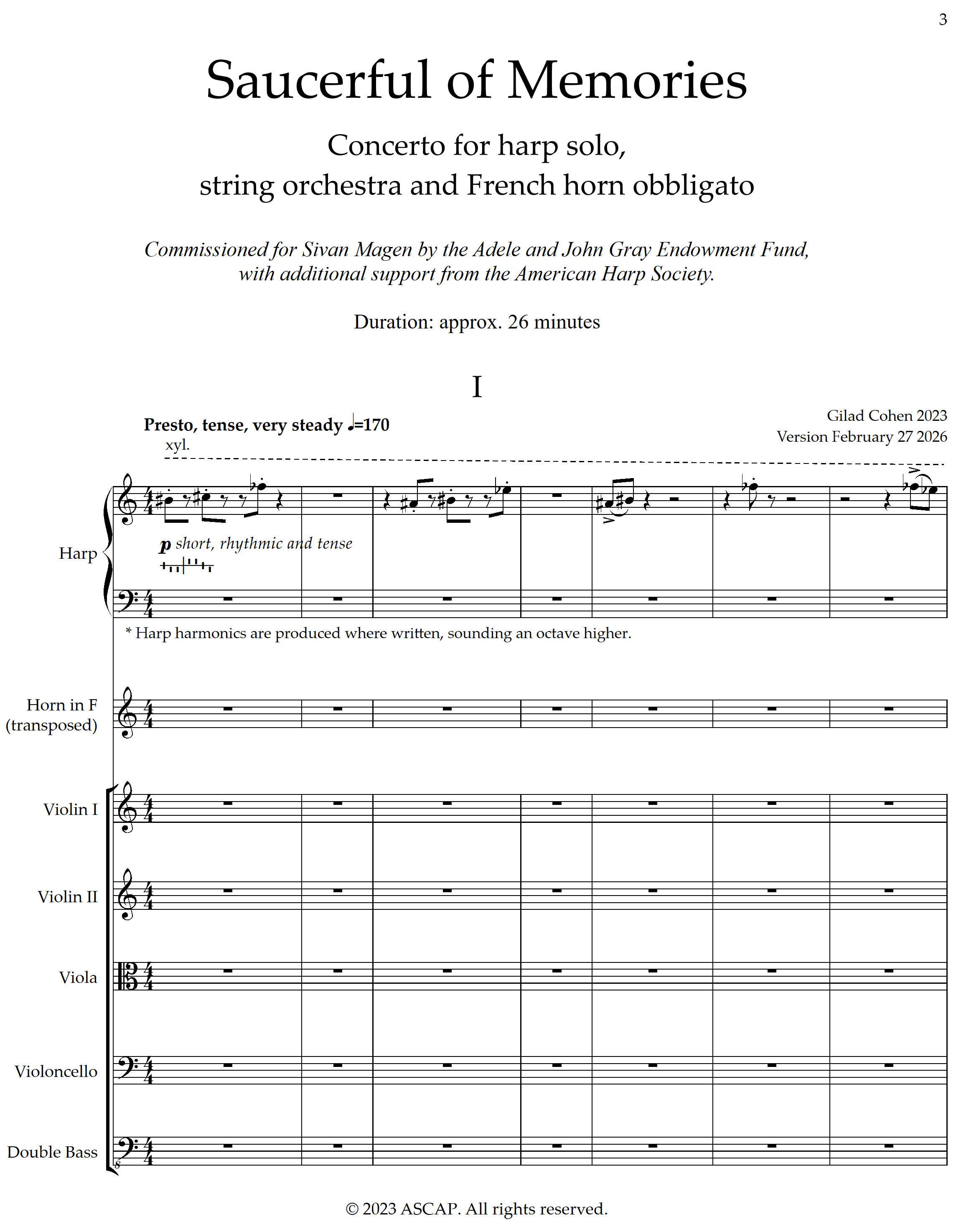 Saucerful of Memories (harp concerto) - harp part (PDF download)