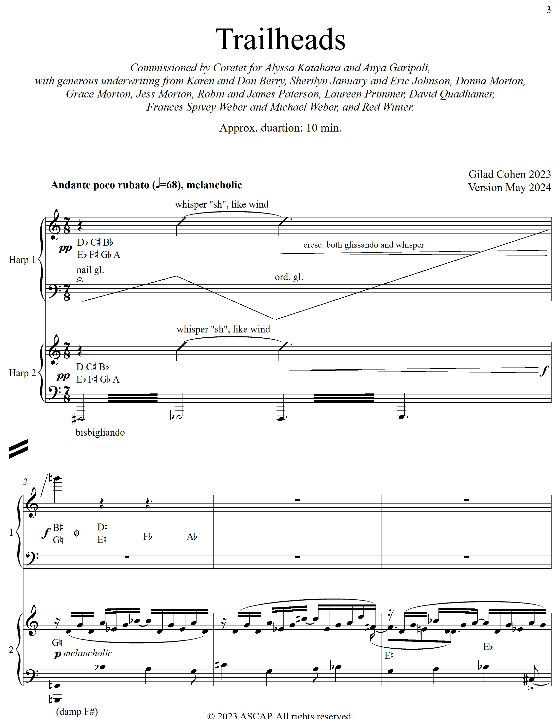 Trailheads: score+parts (hard copy)