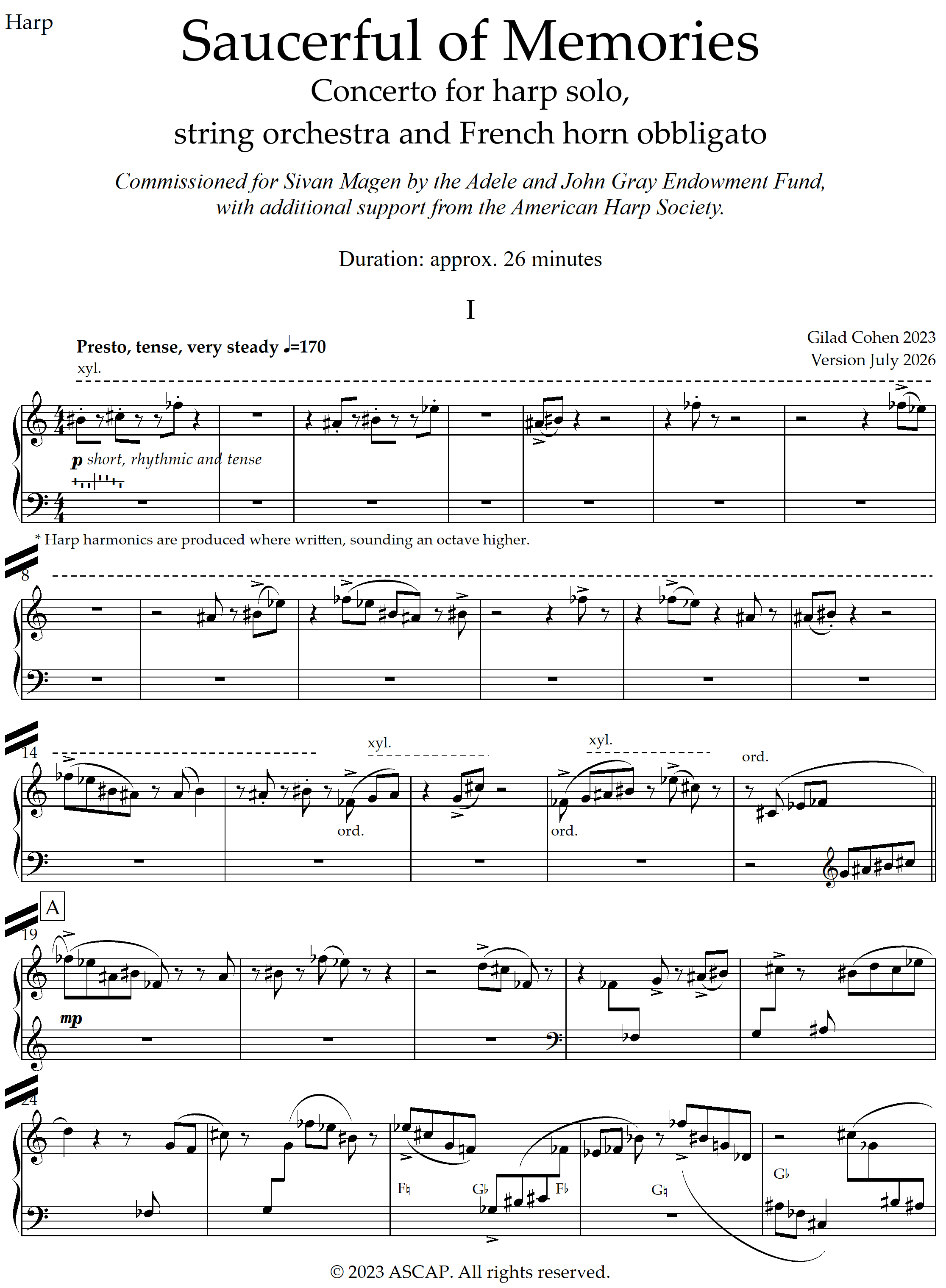 Saucerful of Memories (harp concerto) - harp part (PDF download)