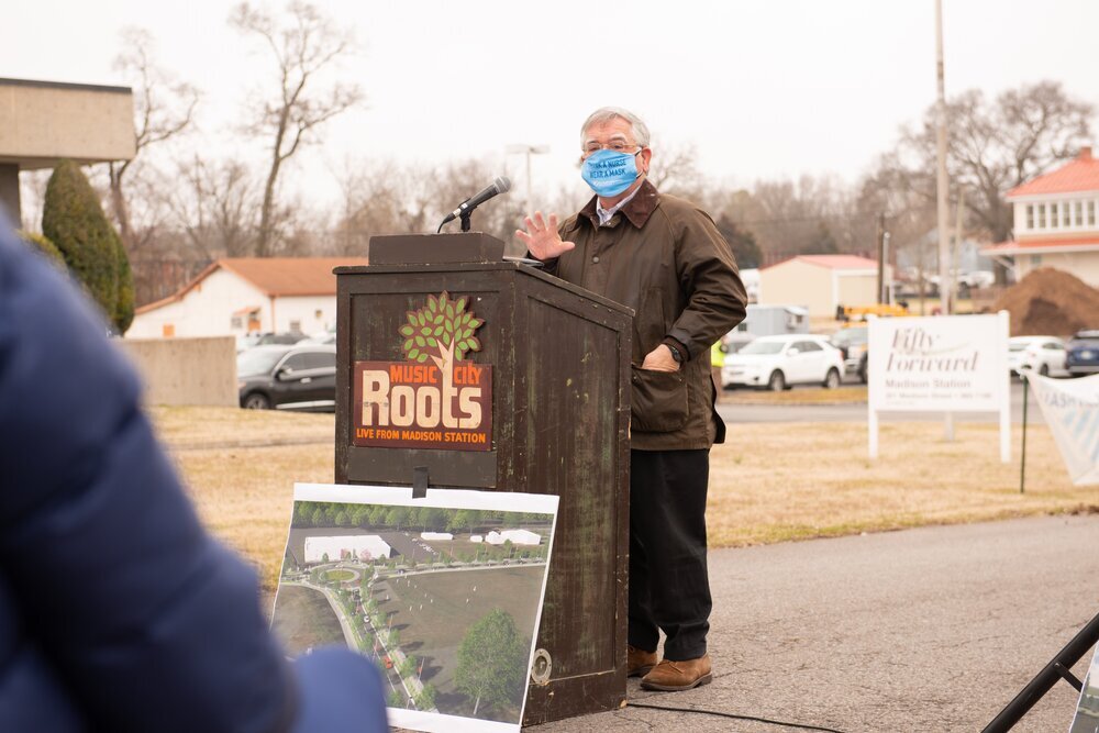 Mayor Cooper at the Madison Station Blvd groundbreaking event [Photo by: Chad McClarnon]