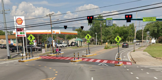 Shelby Crossing with PHB &amp; Raised Crosswalk