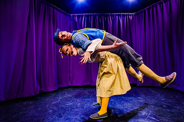  Show image for Foolish Fairytales written and directed by Paul Reisman. Pictured (L to R): Kathryn Zoerb and Danny Cackley. Capitol Hill Arts Workshop, Dec 8-23. Photo credit: DJ Corey Photography. 