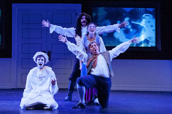       Production photo from Molière's  Don Juan . Presented at Gallaudet University, Sept 12 – Oct 6. Left to Right: Matthew Taylor Strote, Sun King Davis, Hannah Sweet and Charlie Retzlaff. Photo by C. Stanley Photography. 