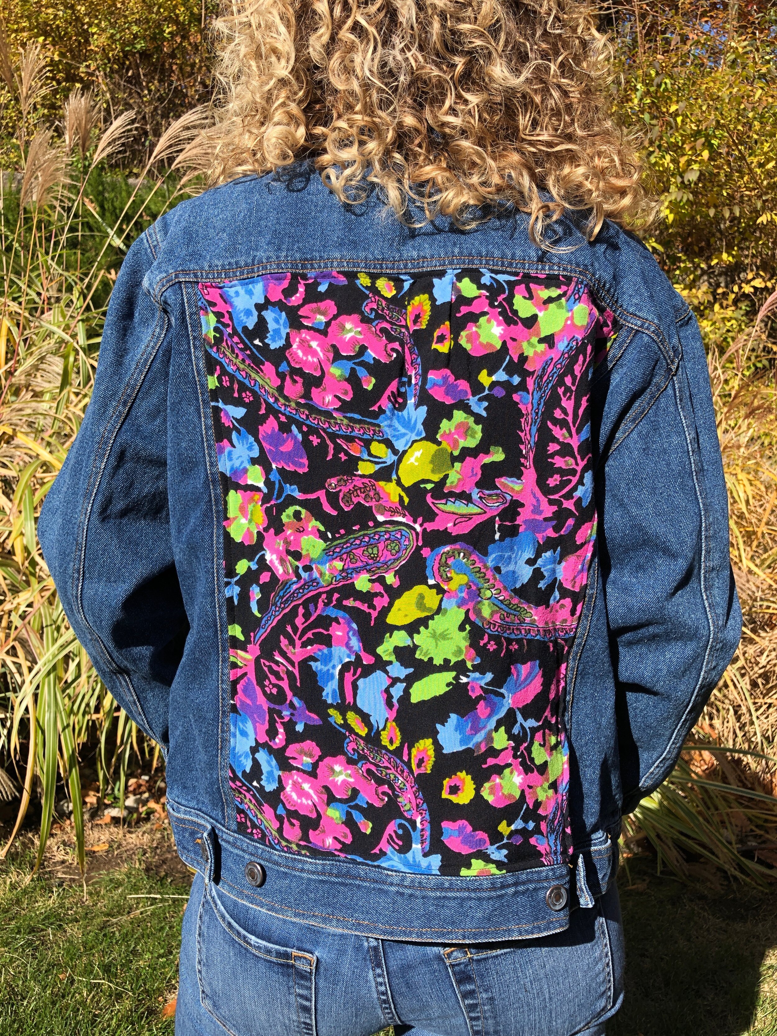 Neon paisley denim jacket