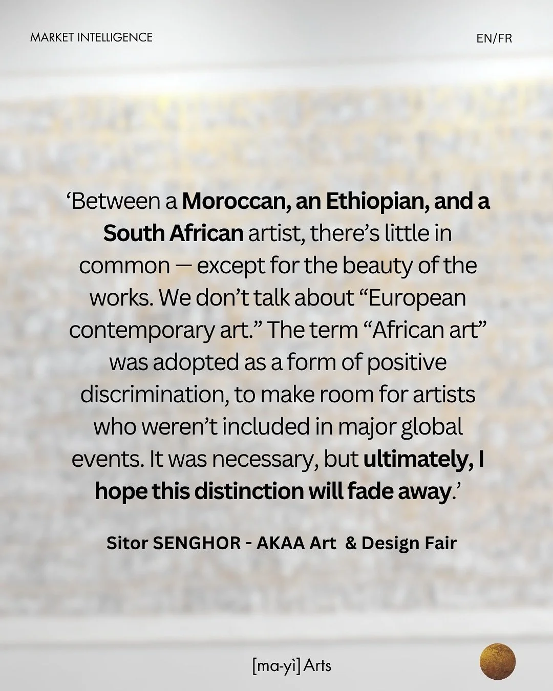 [FINAL WRAP] ☀️ Last day to visit the anniversary edition of AKAA Art &amp; Design Fair.
 This 10th edition marks a new chapter for the Parisian fair, which continues to champion the best of contemporary art from Africa at a time when the segment is 