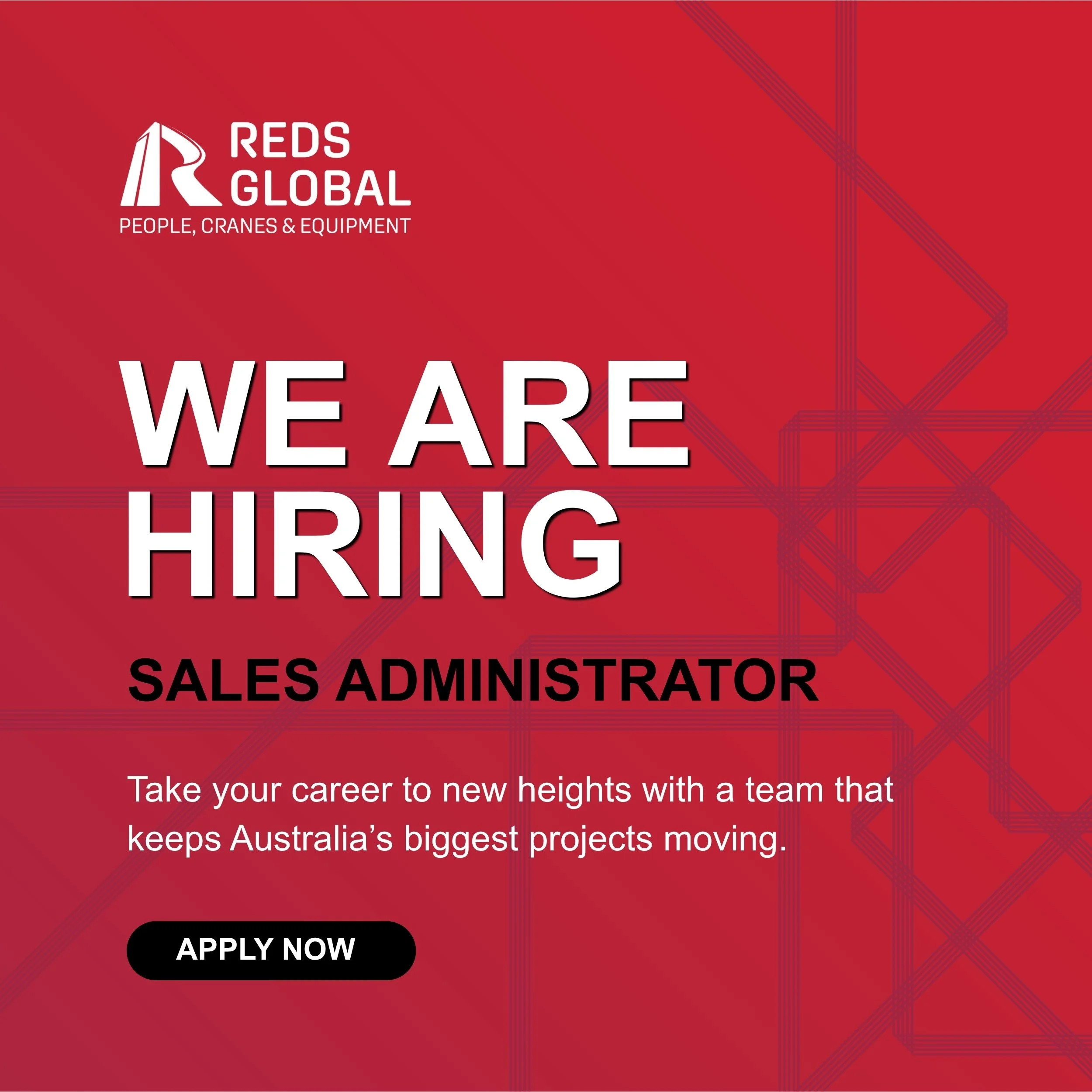 Join the Reds Global team!

We&rsquo;re looking for a Sales Administrator to support our national operations across major construction projects. This is a key role working closely with our sales and operations teams to manage tenders, maintain CRM sy
