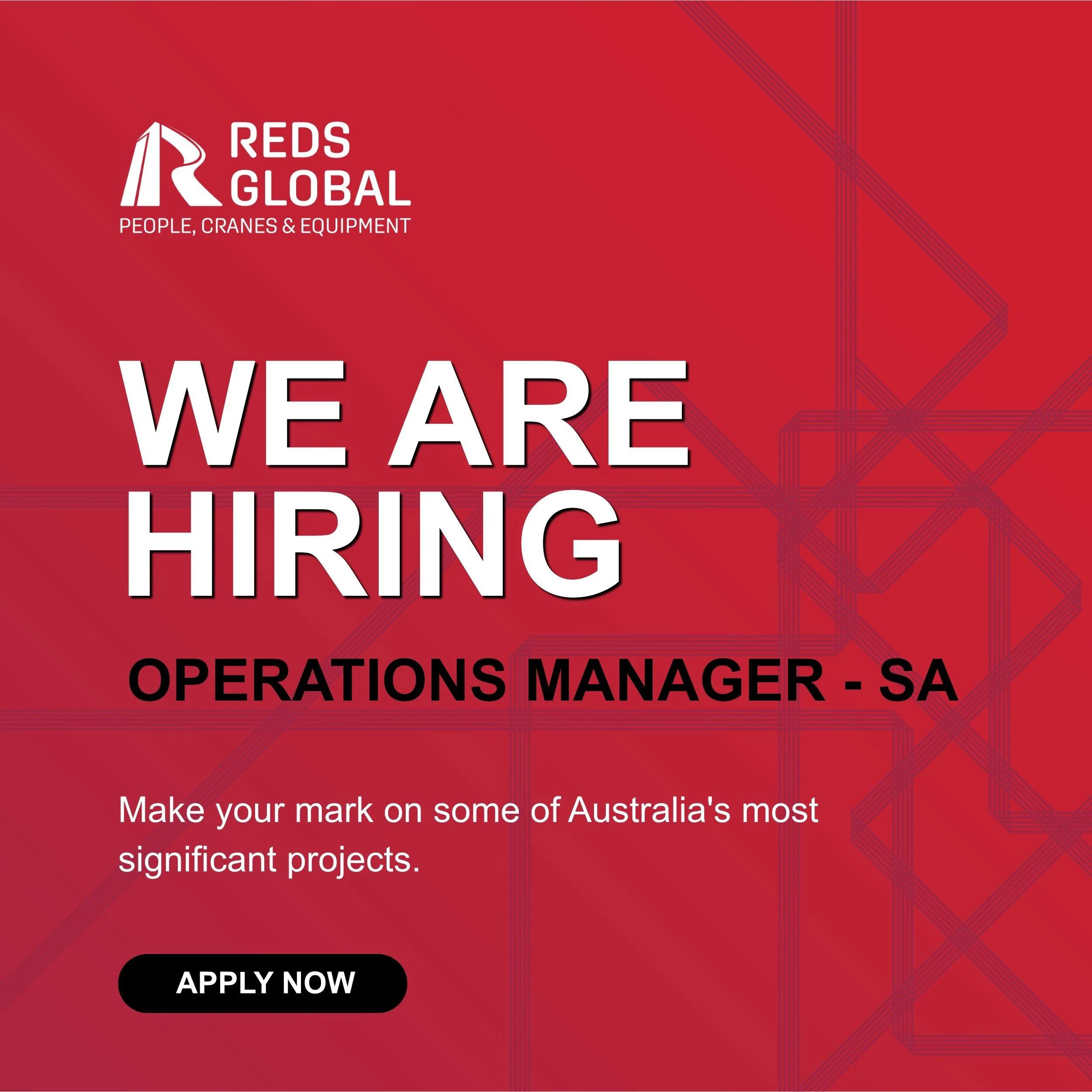 𝐖𝐞'𝐫𝐞 𝐇𝐢𝐫𝐢𝐧𝐠 | 𝐎𝐩𝐞𝐫𝐚𝐭𝐢𝐨𝐧𝐬 𝐌𝐚𝐧𝐚𝐠𝐞𝐫 - 𝐀𝐝𝐞𝐥𝐚𝐢𝐝𝐞

At Reds Global, we do more than supply equipment. We deliver engineered materials handling solutions that keep projects moving. Backed by one of Australia's largest and 