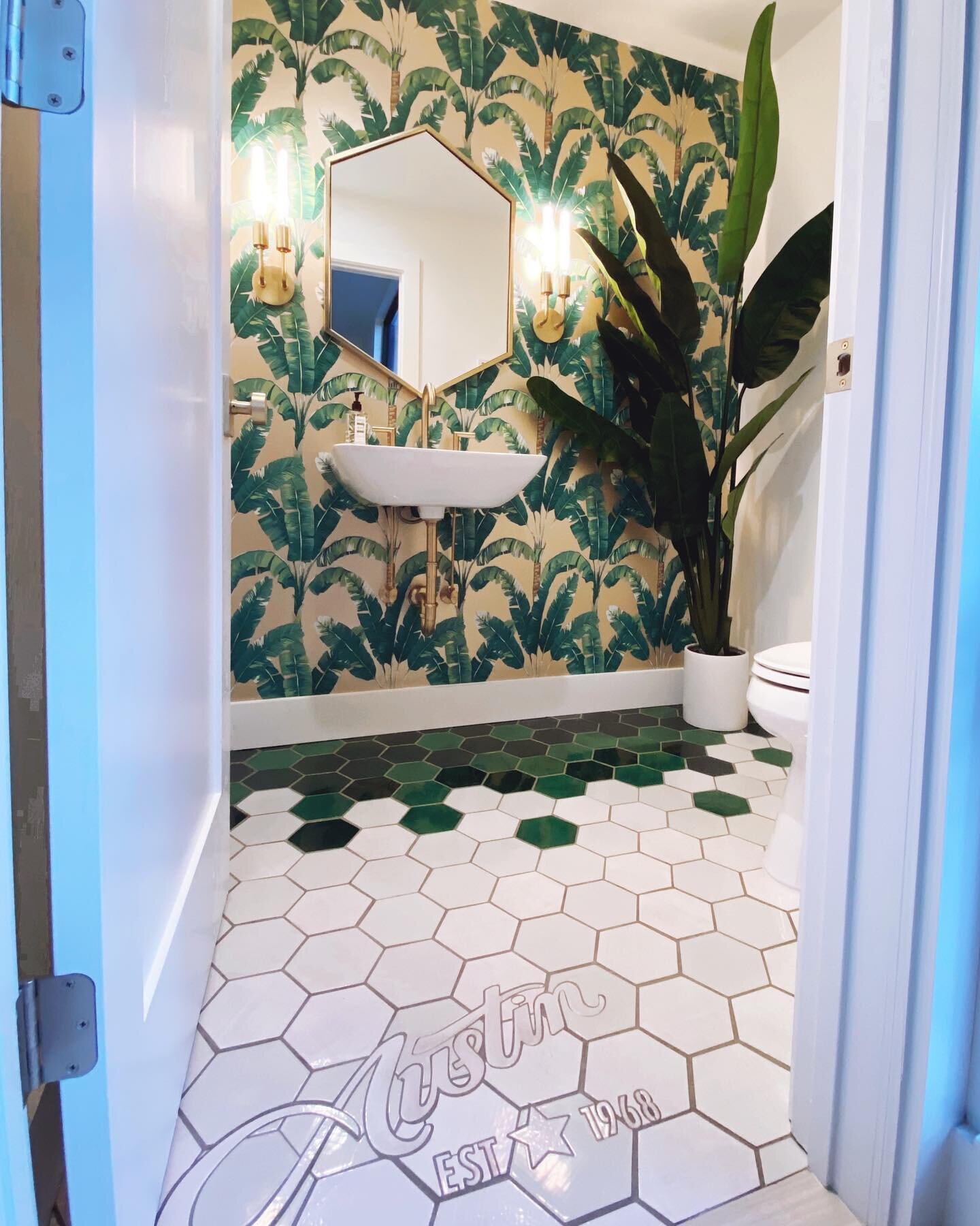 One of my favorite rooms in our house is the powder room off of the entrance. We wanted to do something special that would stand out in our 1968 BHG home and the tile elves delivered!! We thought long and hard about something that would work for us, 