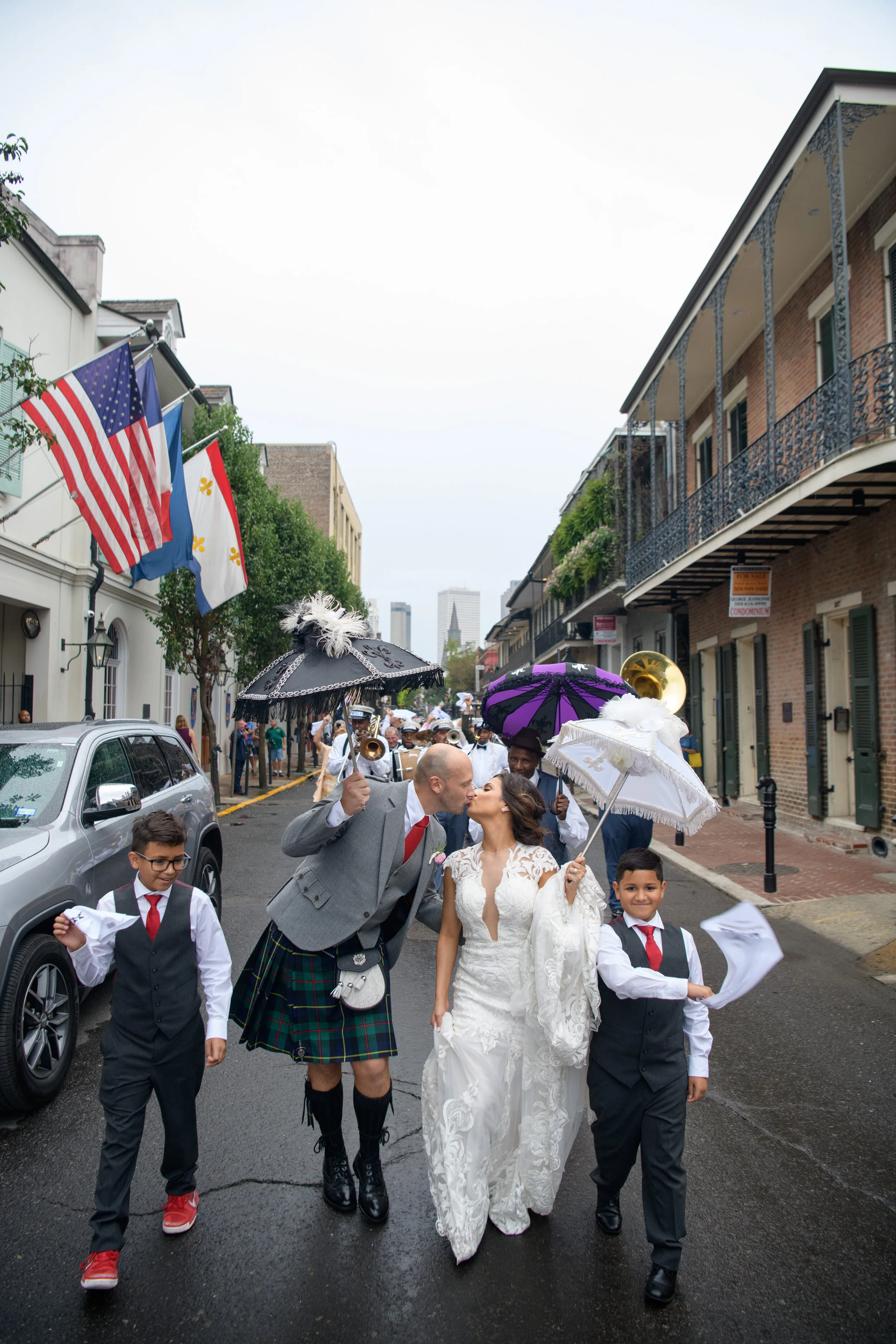 Micro-wedding Second Line parade in New Orleans 