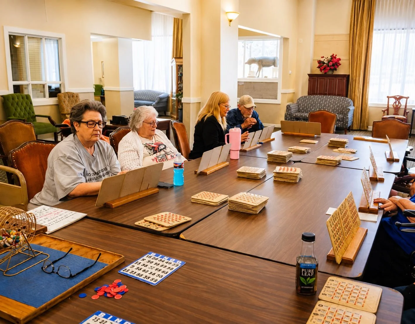 Rainbow residents enjoying a game of bingo together