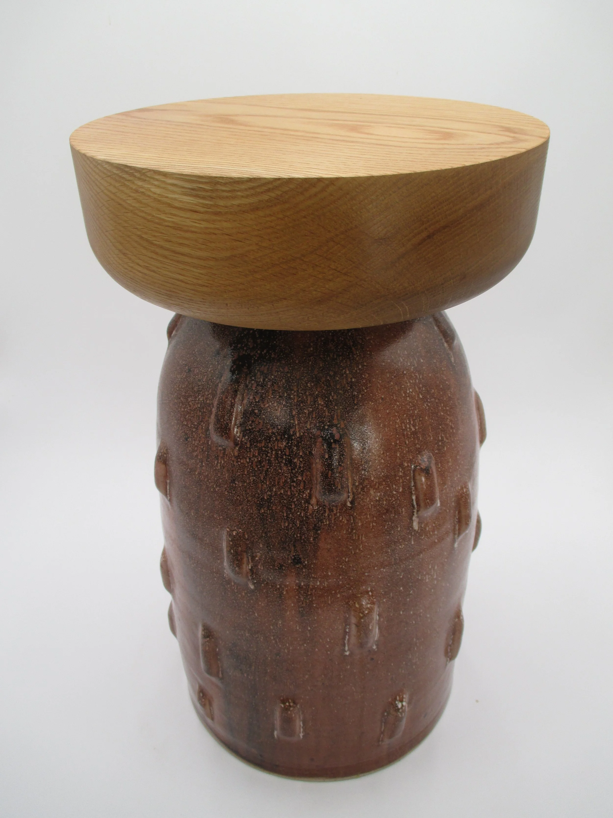 Burnt Sienna Ridge Ceramic Table w/ Walnut or Oak top