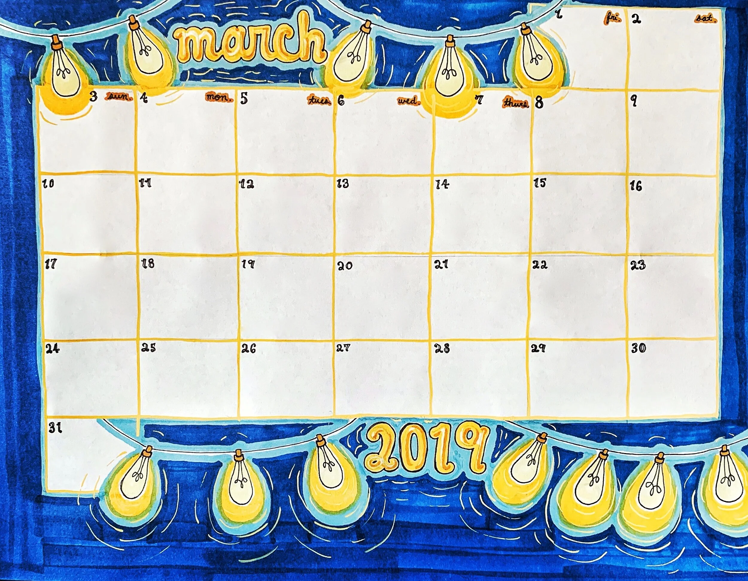 March Calendar Sheet
