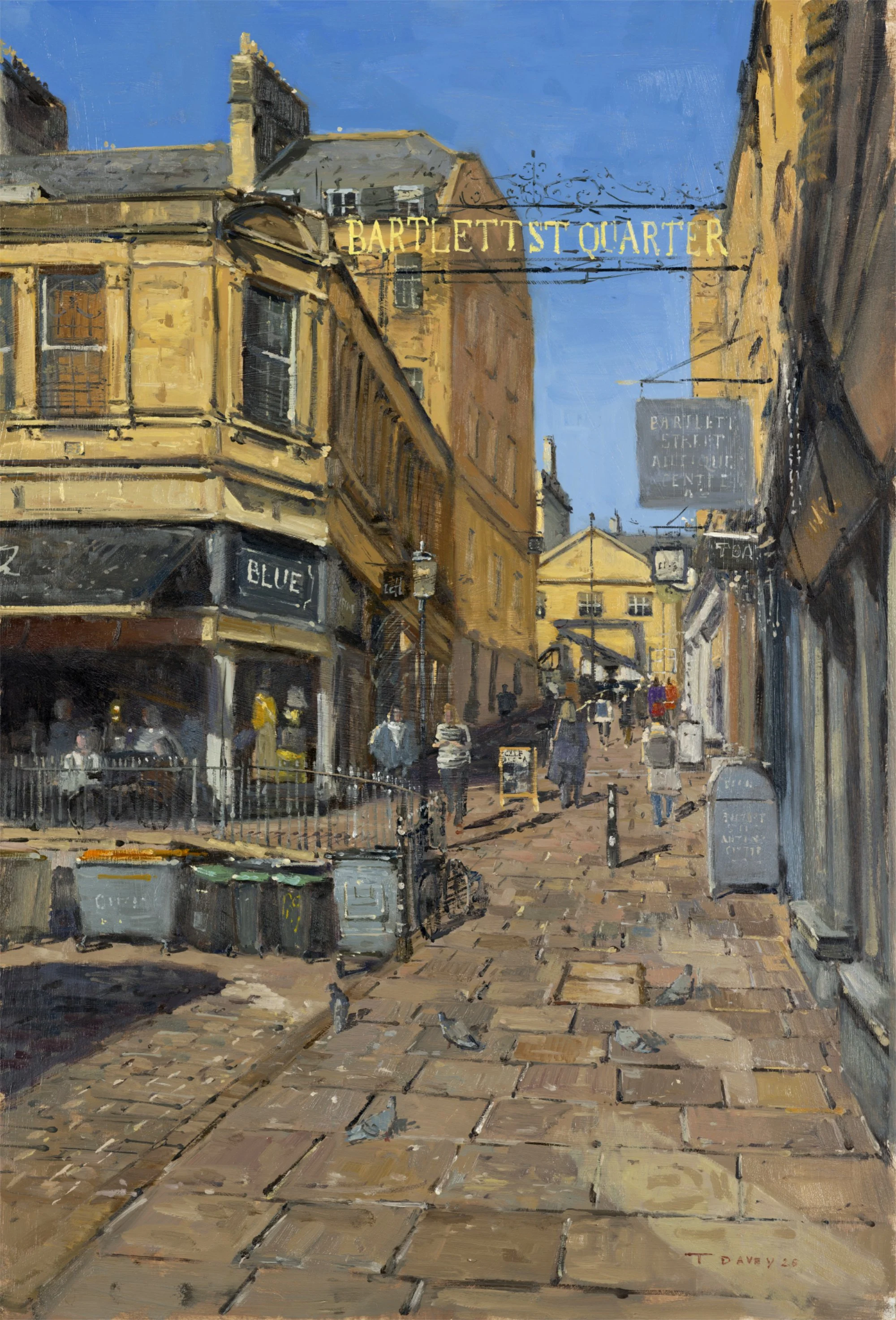 Looking up Bennett Street, afternoon sun. - 2026 - Oil on board - Framed - 52 x 72cm - £600