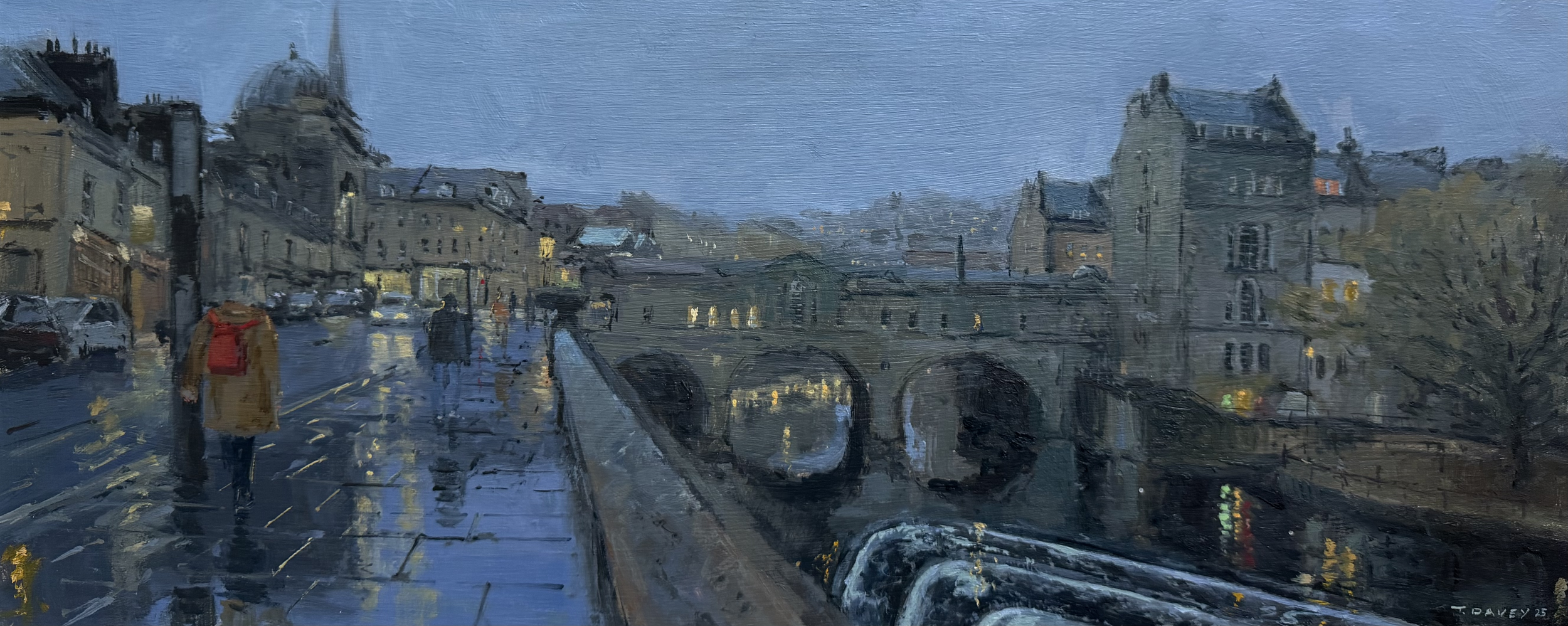 After a downpour ay Pulteney Bridge 2025 - Oil on board - Framed - £400
