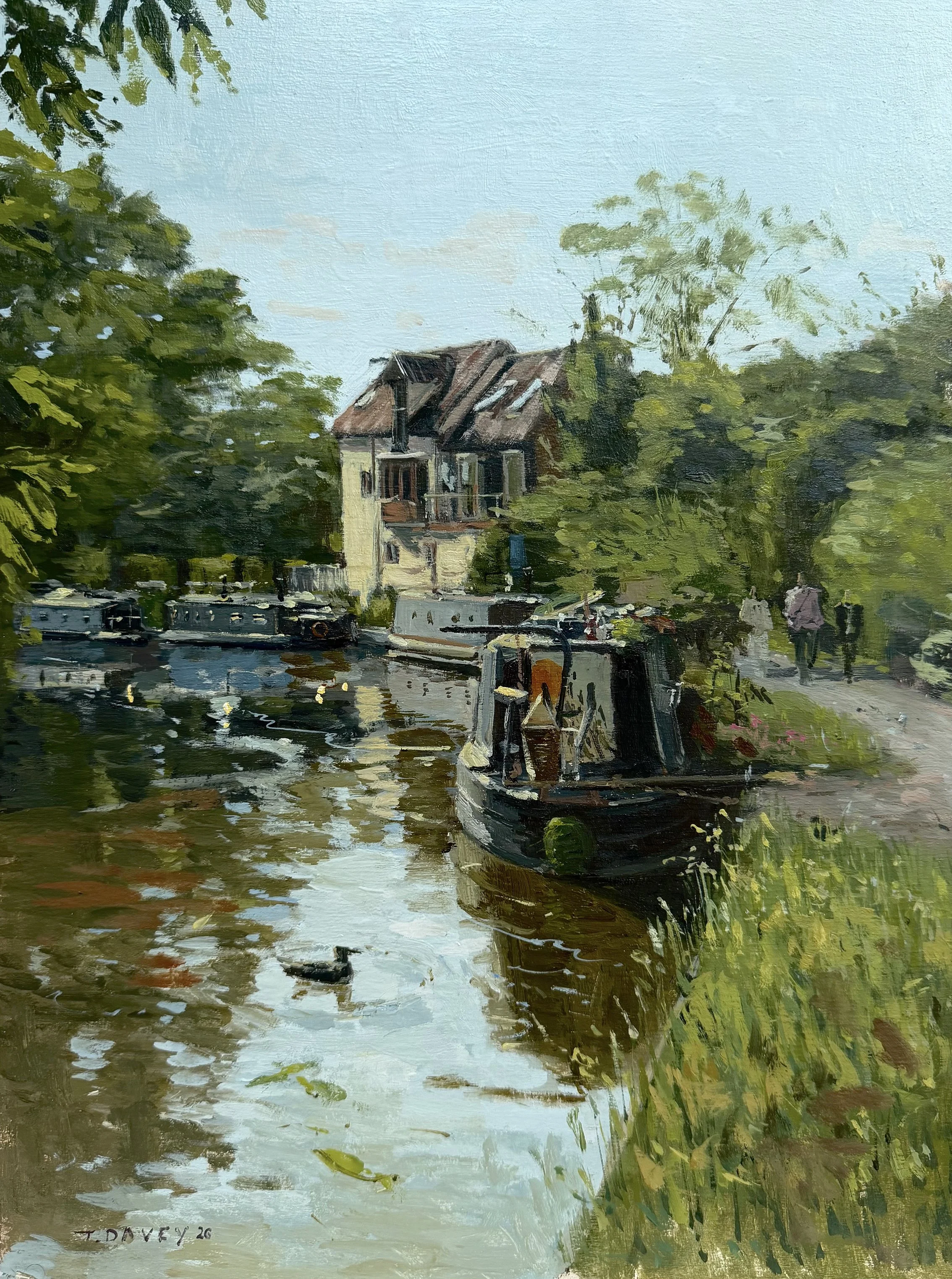 Boats in Bathampton - 2026 - Oil on board -  40x50cm - Framed - £420