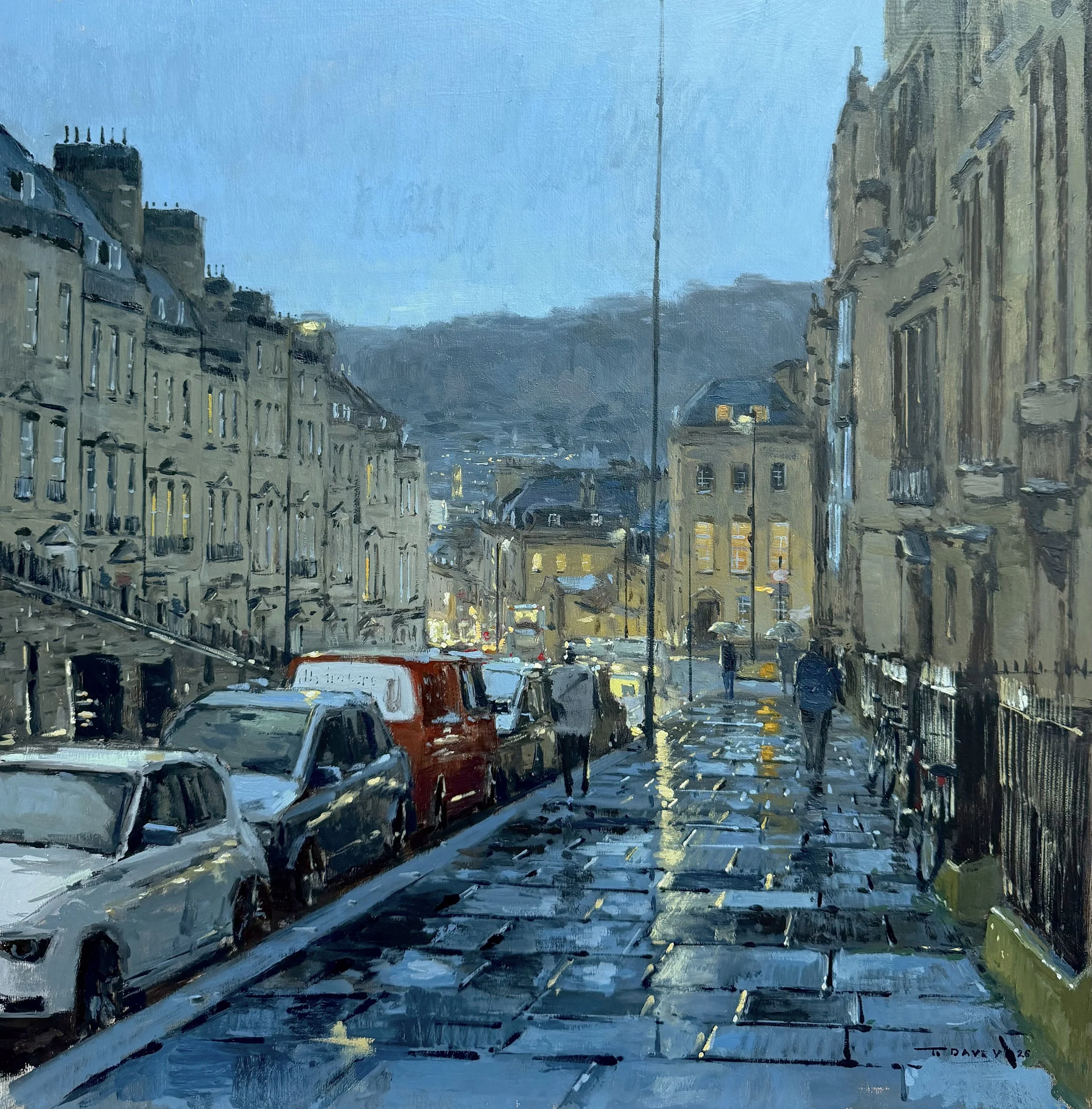 The view down Lansdown Road - 2026 - Oil on board - 65x65cm - Framed - £650