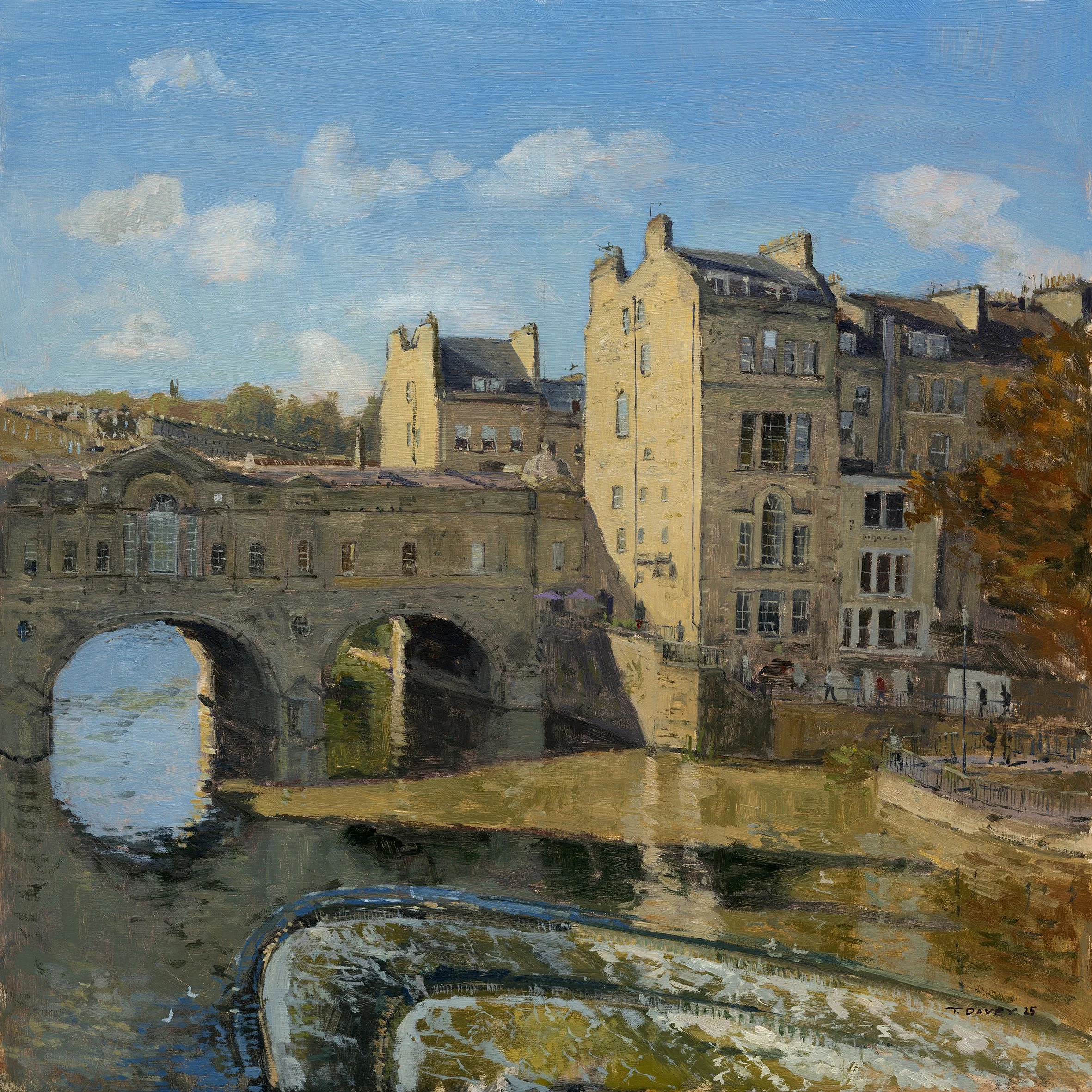 Late sun on against Pulteney Bridge - 2025 - Oil on board - 60x60cm - framed - £575