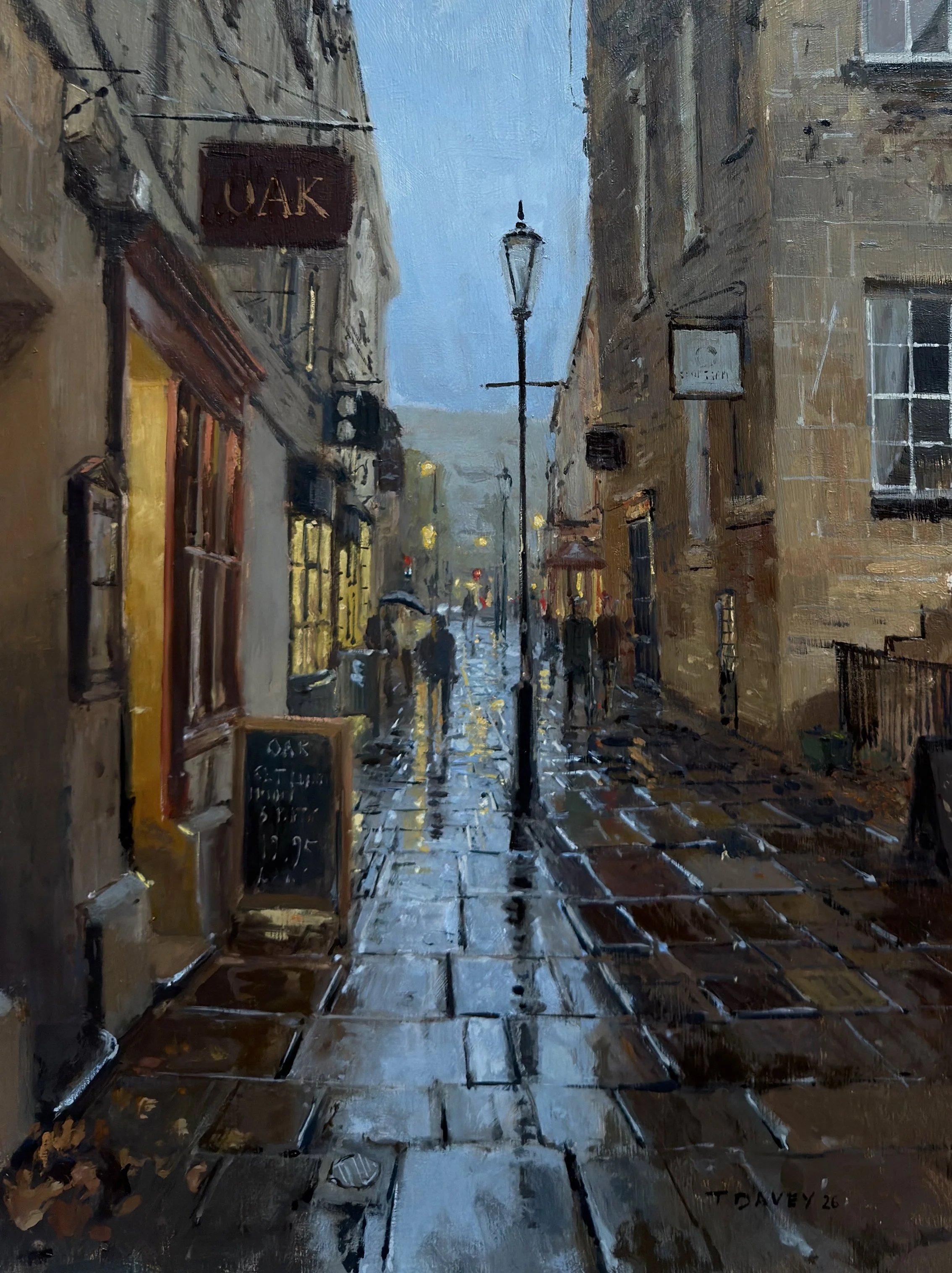  North Parade Passage, late January - 2025 - Oil on board - framed - 39 x 49cm - £420