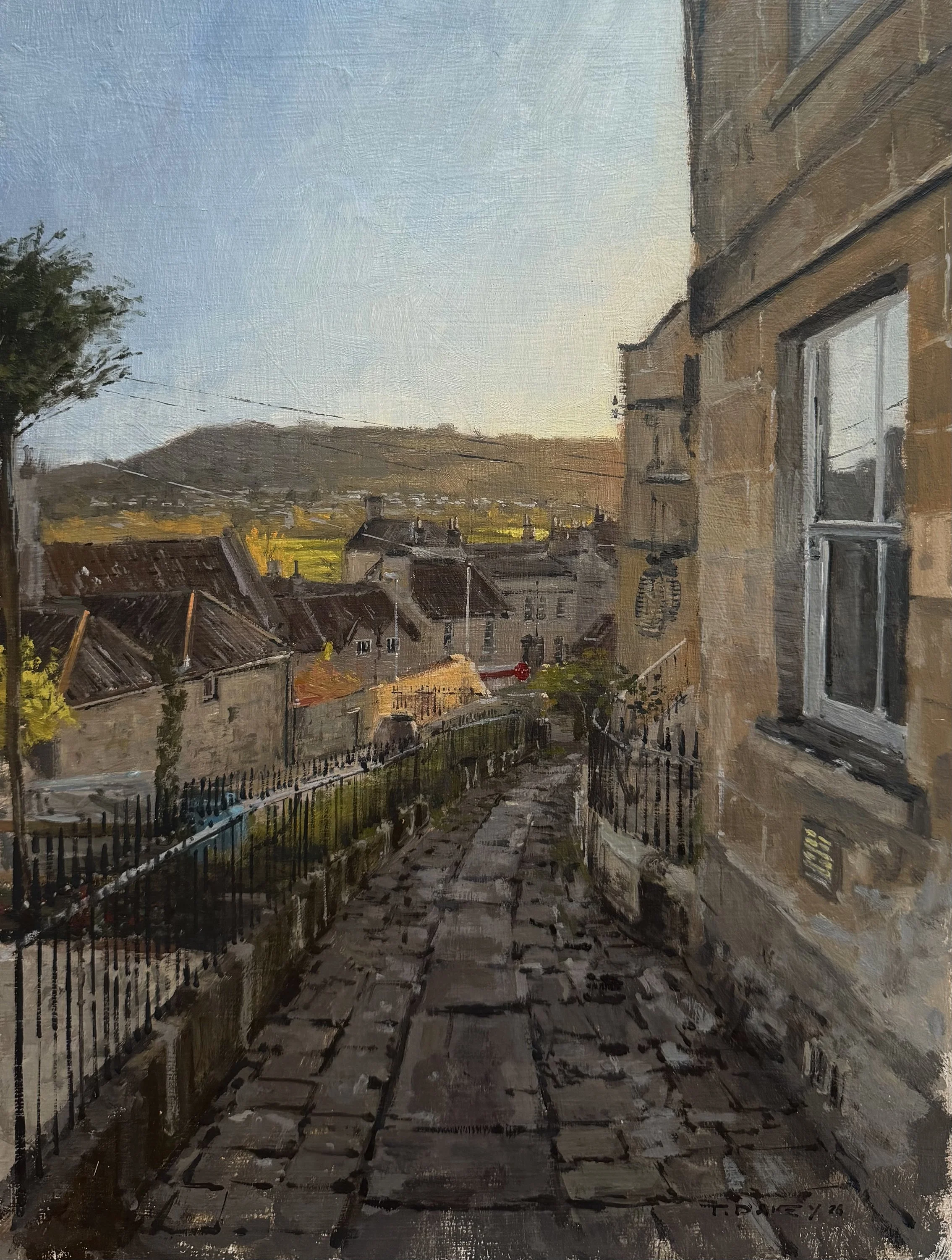 The Batch in Batheaston, afternoon sun - 2026 - Oil on board - Framed - 42-52cm - £420