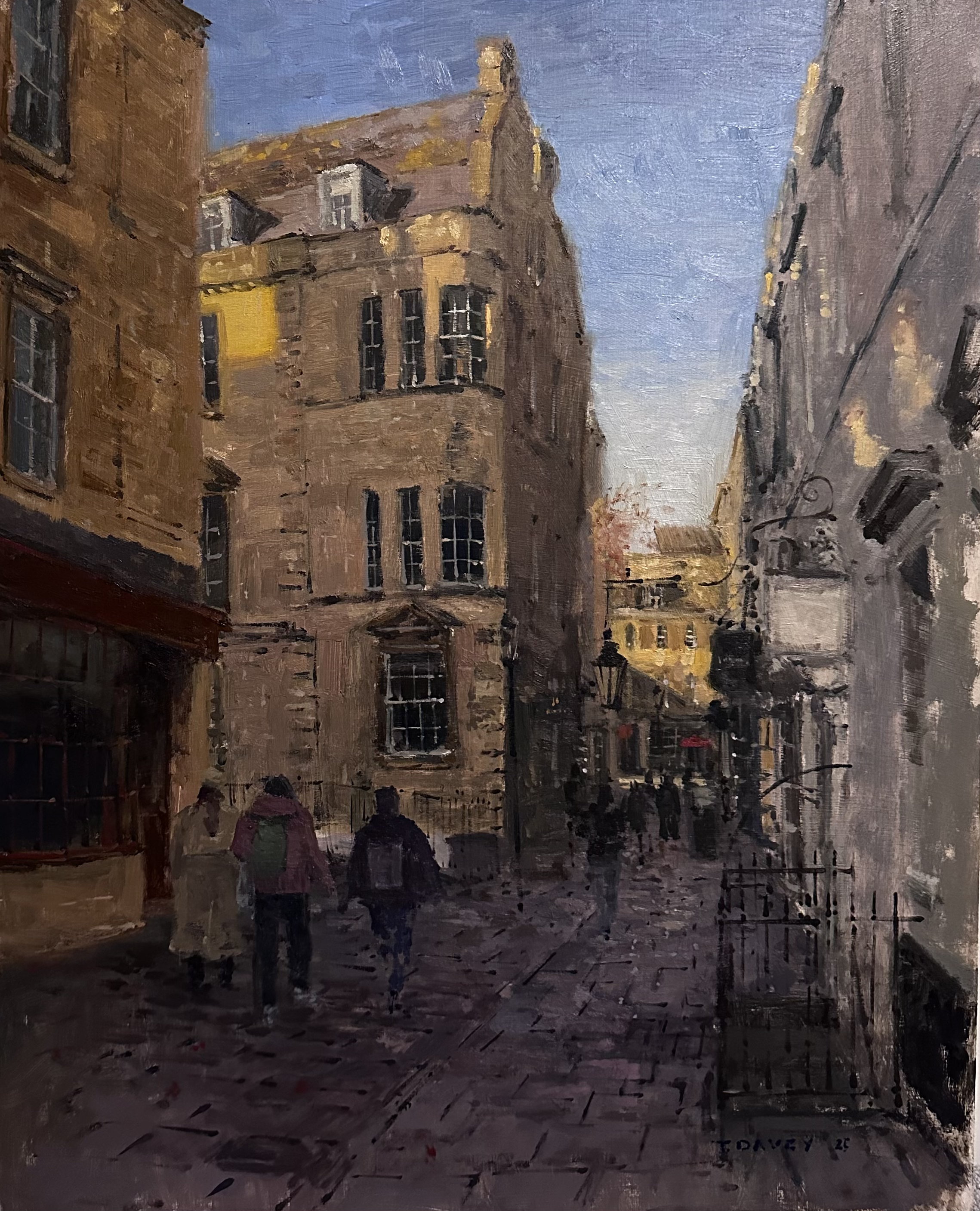Looking down North Parade Passage - Framed -  2025 - Oil on board - Framed - 53 x 63cm - £480