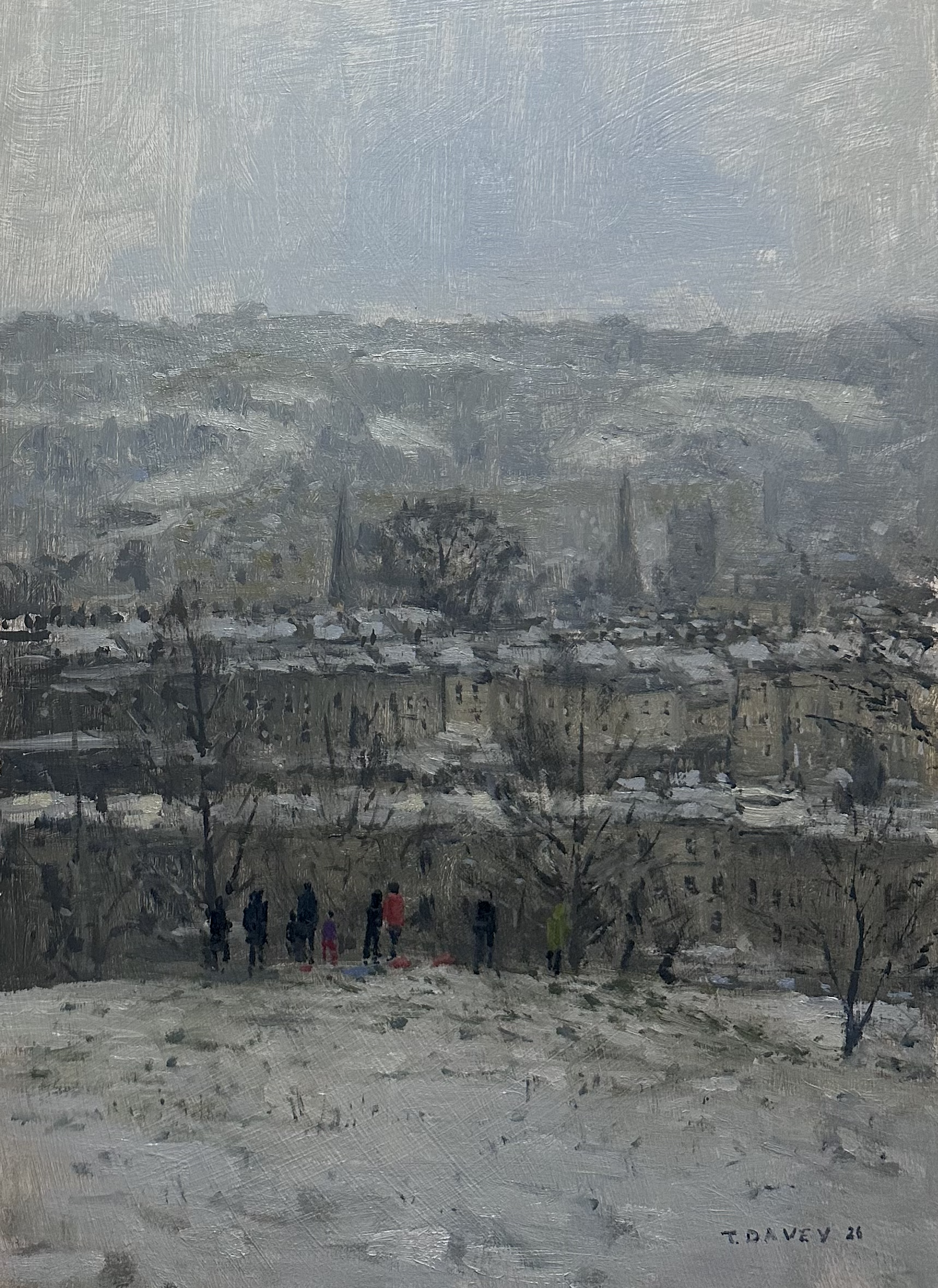 From the top of the approach golf course looking over Bath - unframed - oil on board - 2026 - 30 x 20cm - £300