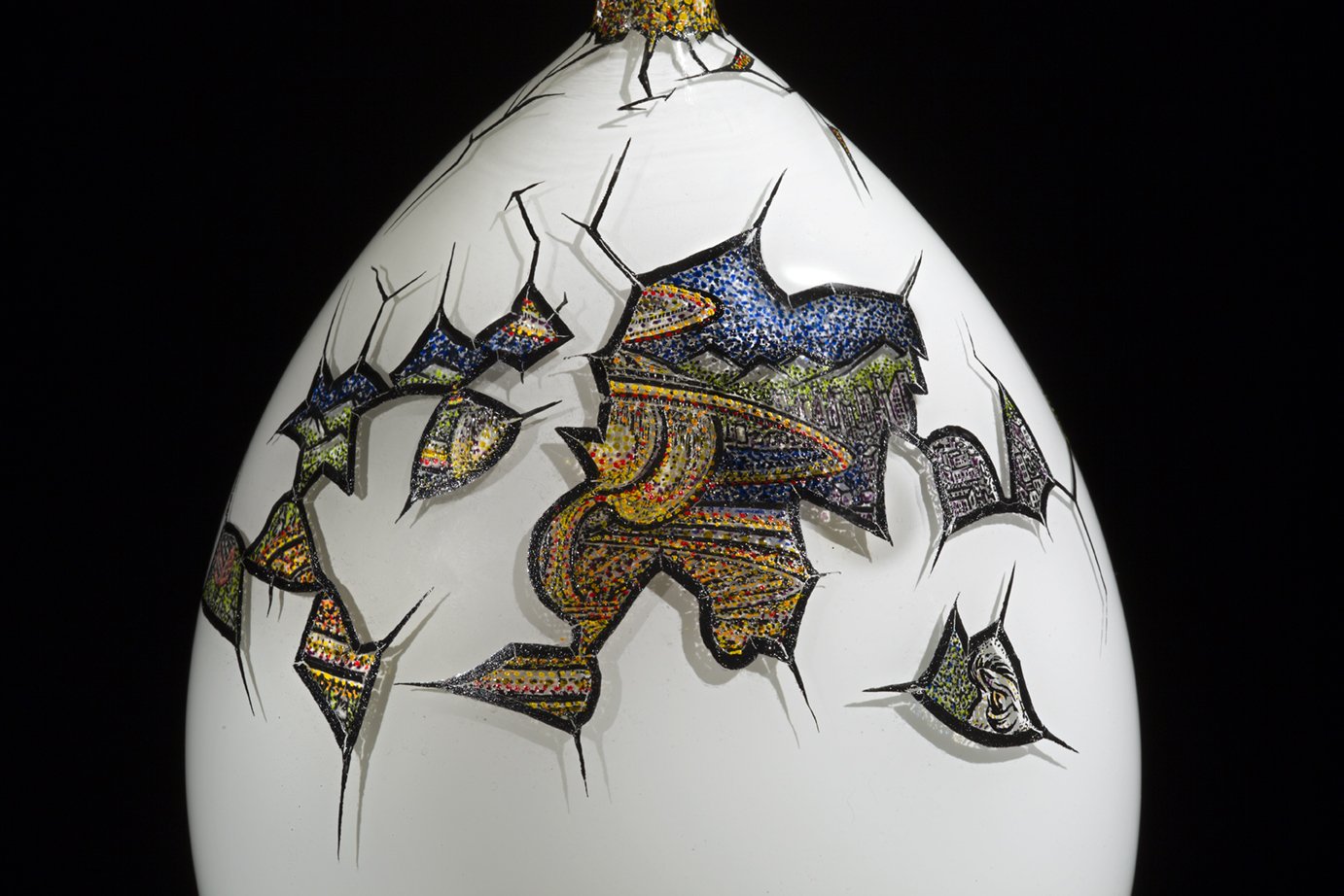 Soft Boil, 13" x 8" x 8", blown glass and enamels, 2014. Photo credit: Russell Johnson