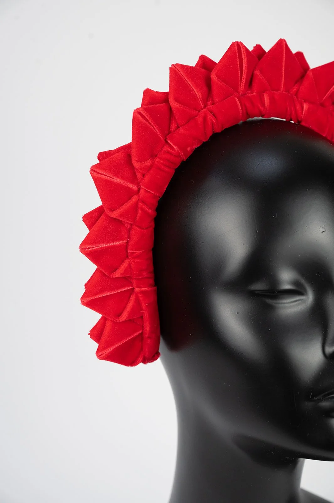 Contemporary MO’C Rosette crown - showstopper red velvet