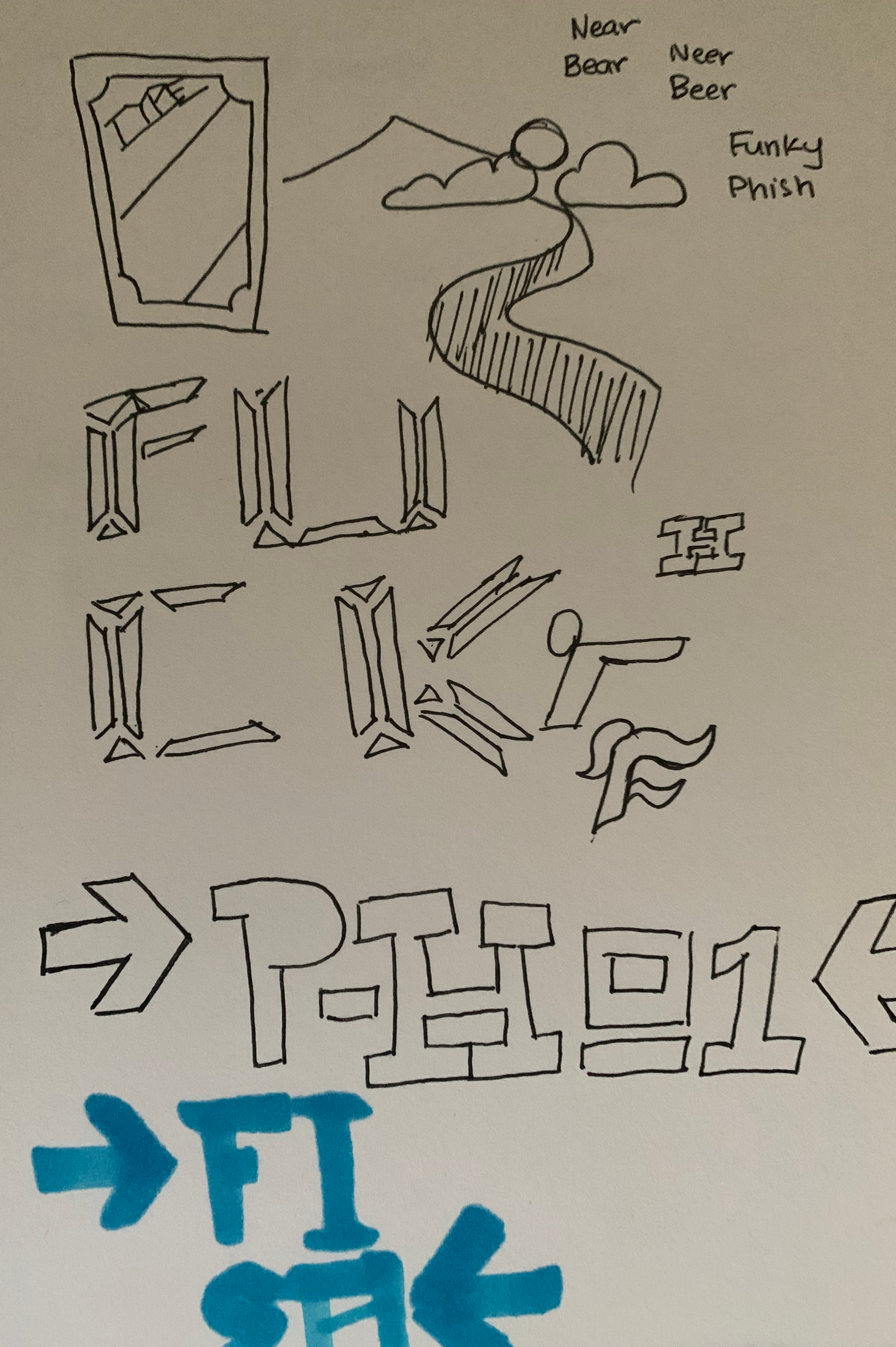 Initial sketches for cans/packaging.