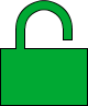 Icône d'un cadenas de couleur verte, représentant la sécurité ou la protection.