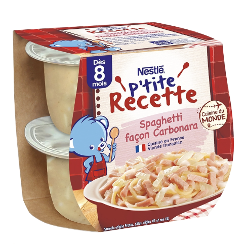 Plats spaghetti carbonara  +8 mois