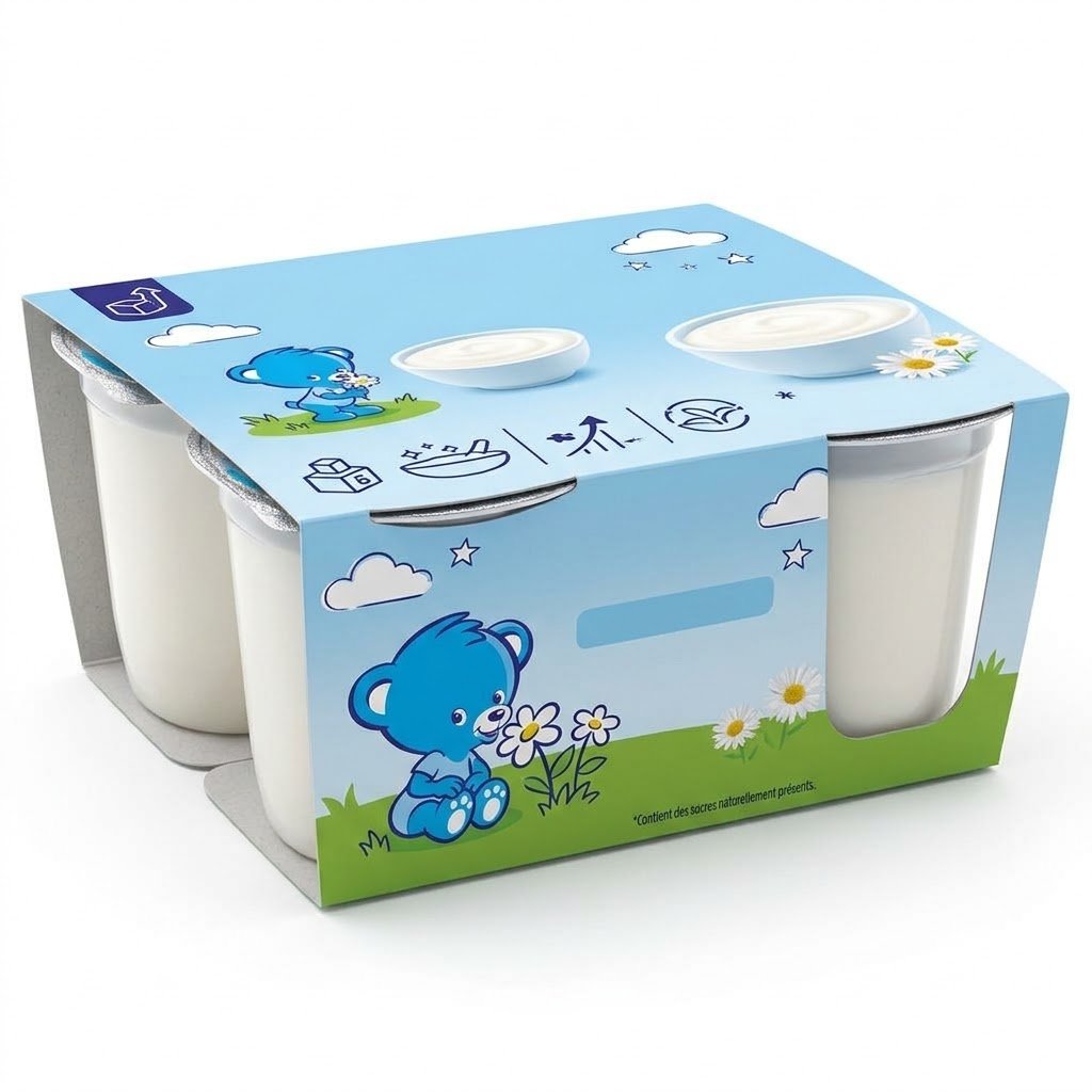 1 carton de yaourts brassés dès 6 mois (nature ou fruit)