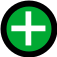 Symbole de croix verte avec un cercle vert