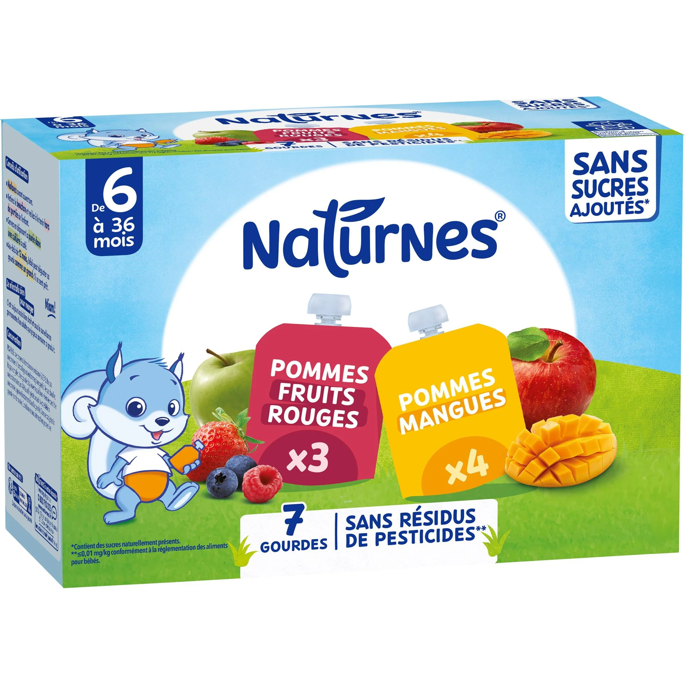 1 paquet de gourdes de compote Naturnes multi-fruits dès 6 mois