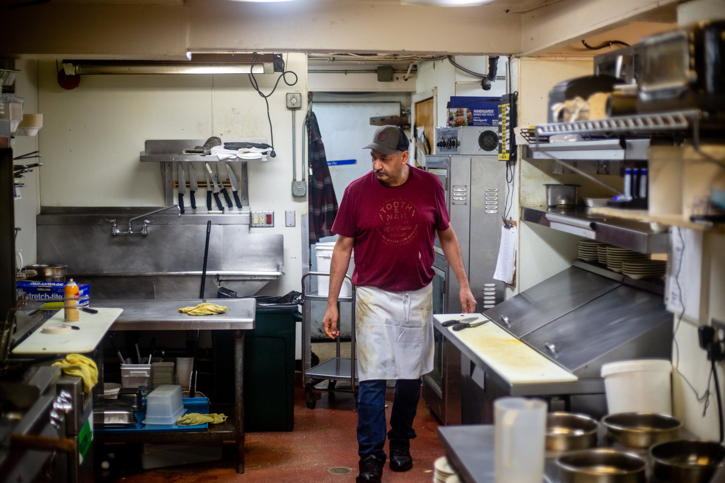 Javier Carrillo cleans the kitchen shortly after the Glenwood closes for the day. Carrillo has been working at the Glenwood for 26 years, along with his brother, Jorge. The Glenwood Restaurant, a staple in the Eugene community for 38 years, is being
