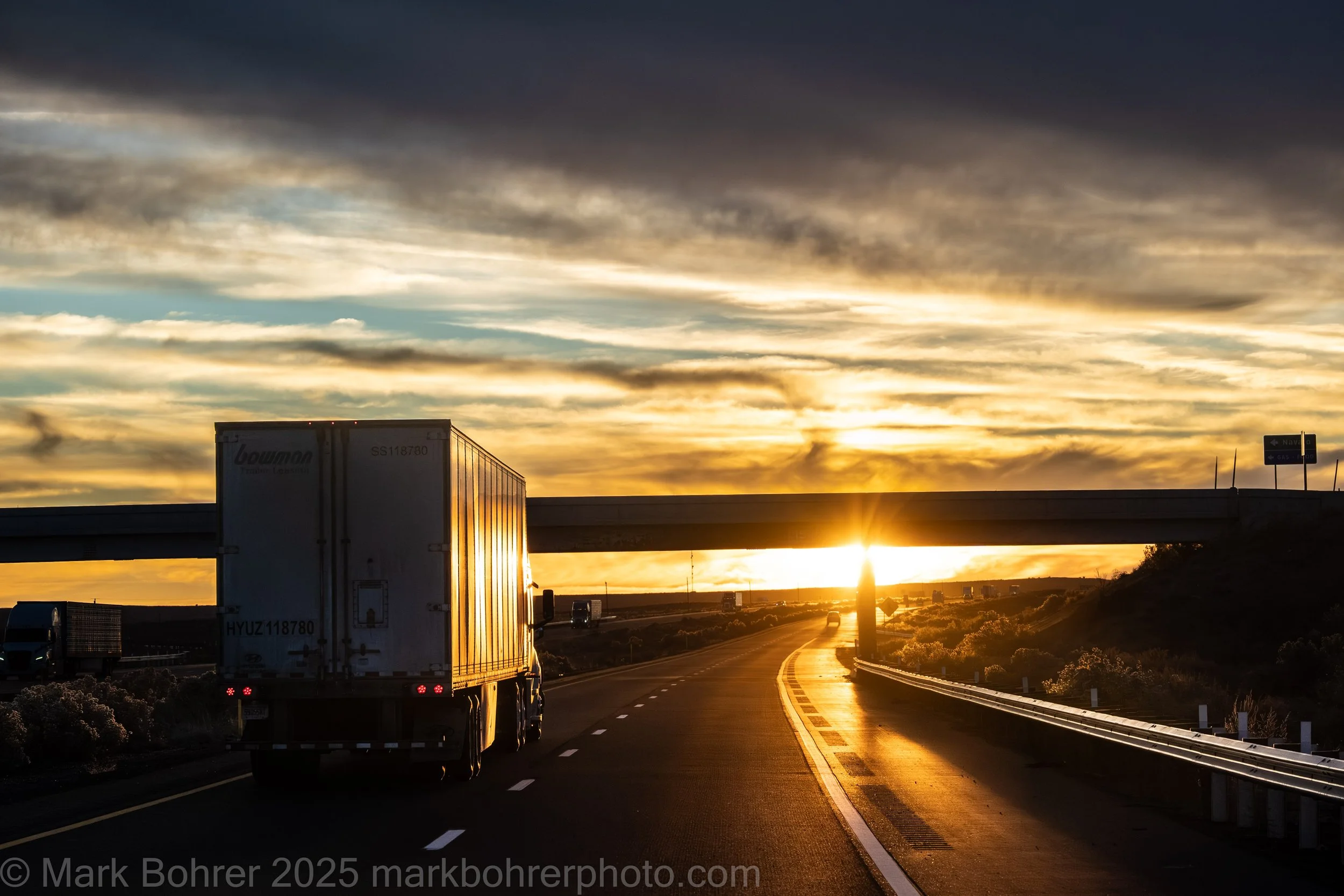 Heading for the sun, I40 underpass near Winslow