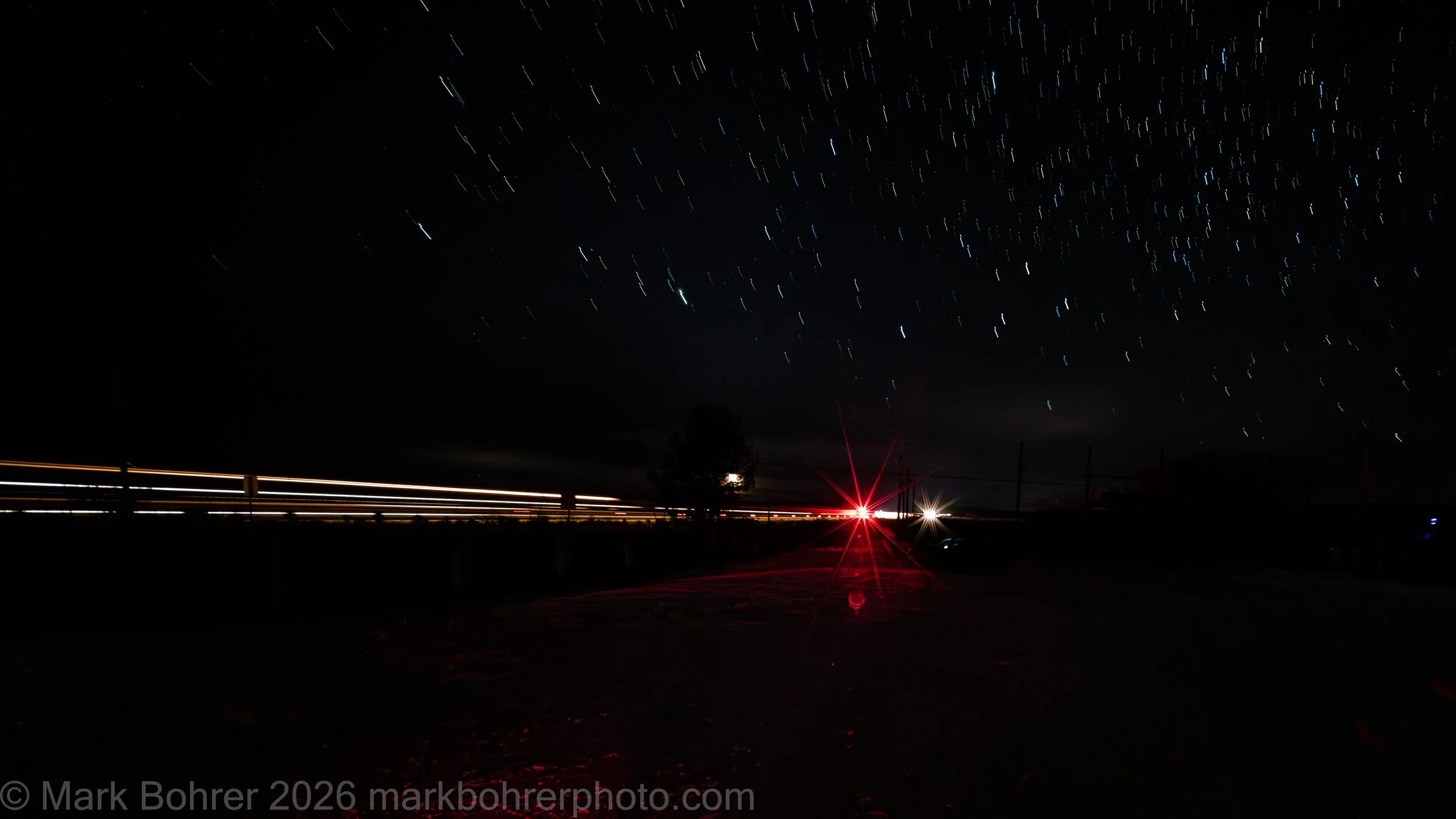 Car streaks and star trails at Marathon Motel & RV Park