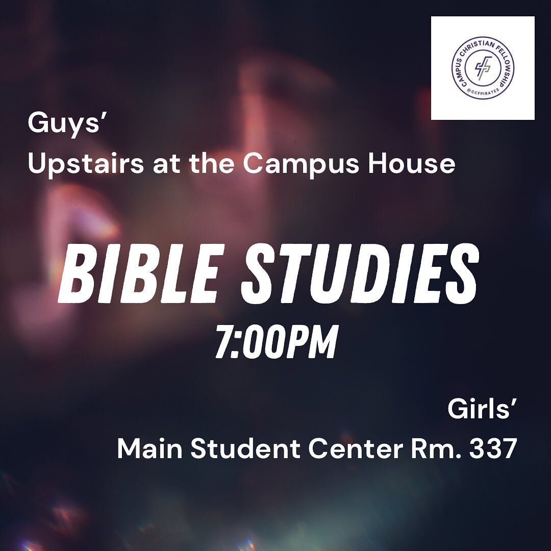 See you tonight at our Bible Studies :: Both start at 7:00pm 🙌 #ccfpirates #bible #community #campusministry