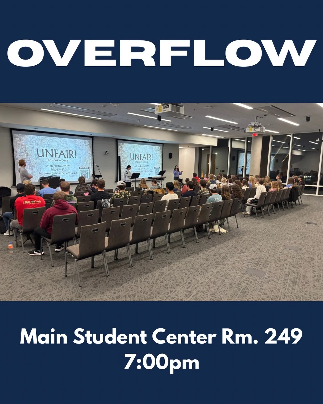OVERFLOW is back in the Main Student Center Rm. 249 @ 7:00pm TONIGHT 🙌