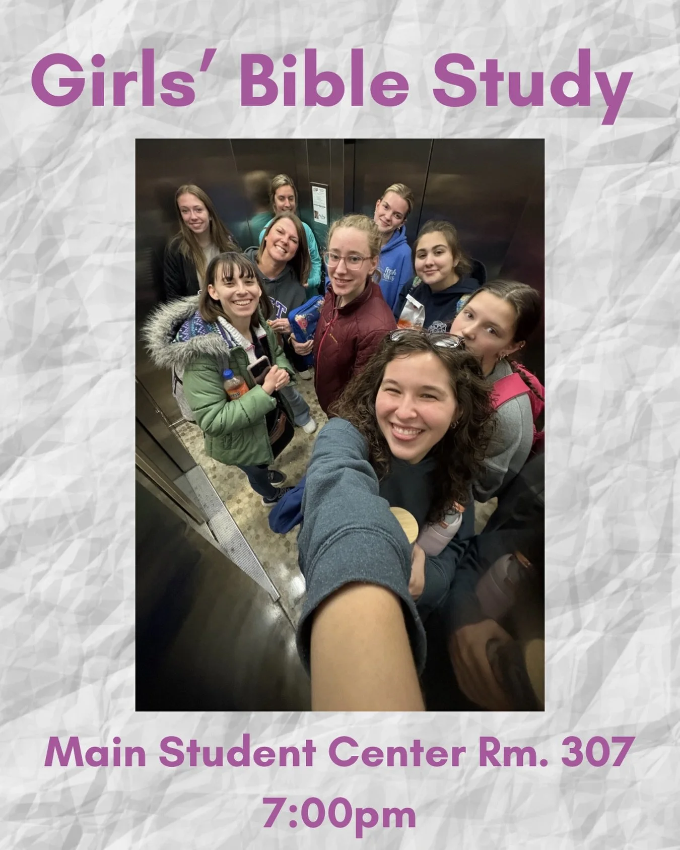 Girls&rsquo; Bible Study ❤️ TONIGHT @ 7:00pm in the Main Student Center Rm. 307