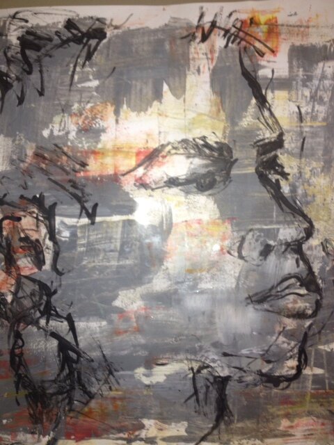   Born to Run  Mixed media on canvas, 40x40 inches 
