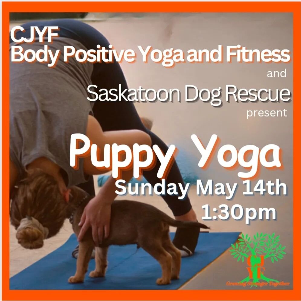 Register now for May 14th Puppy Yoga. @saskatoondogrescue will be joining us with pups from the &quot;Vegas&quot; litter. No gamble here though. Spending time with your breathe, with gentle movement and these adorable pups will not only bring your sp