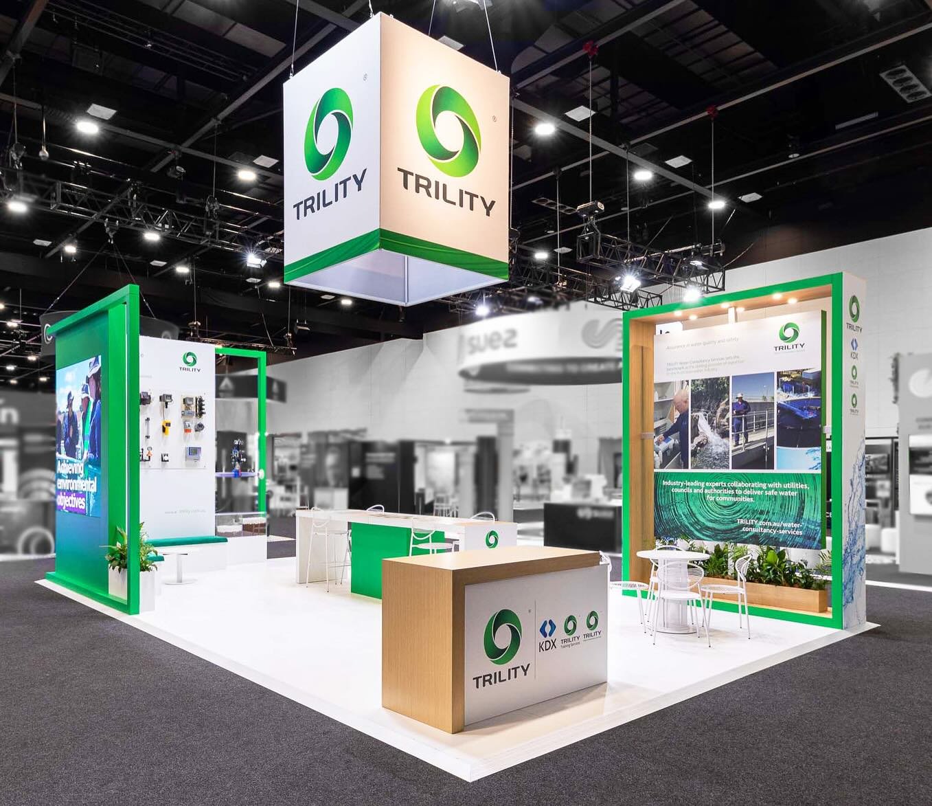 🚀 We were proud to support our client #TRILITY with the design and production of their new custom stand, launched at #Ozwater2025 at the Adelaide Convention Centre #ACEC
🌿 Inspired by their brand identity and signature palette of fresh greens, the 