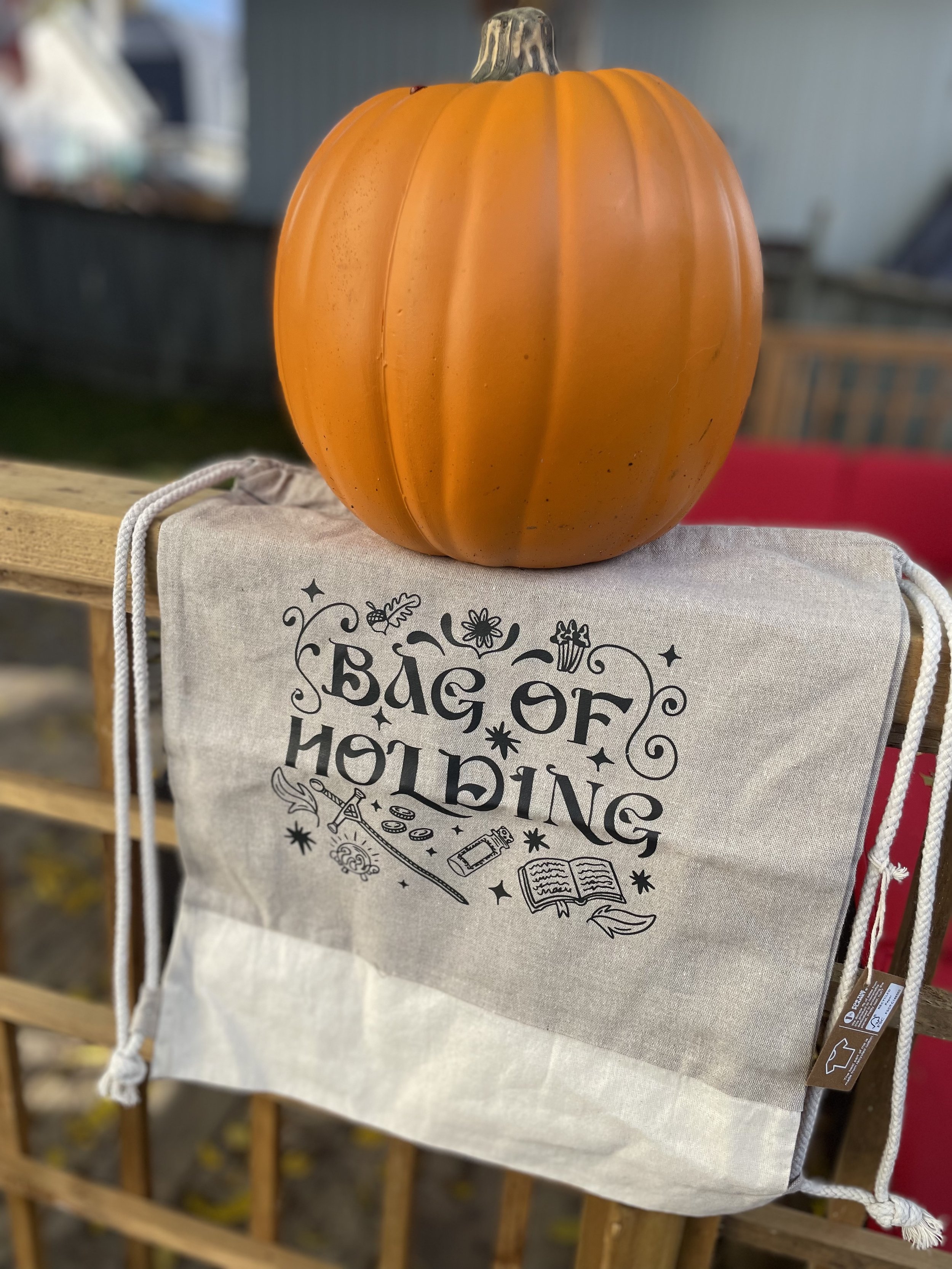 Bag of Holding drawstring canvas bag.