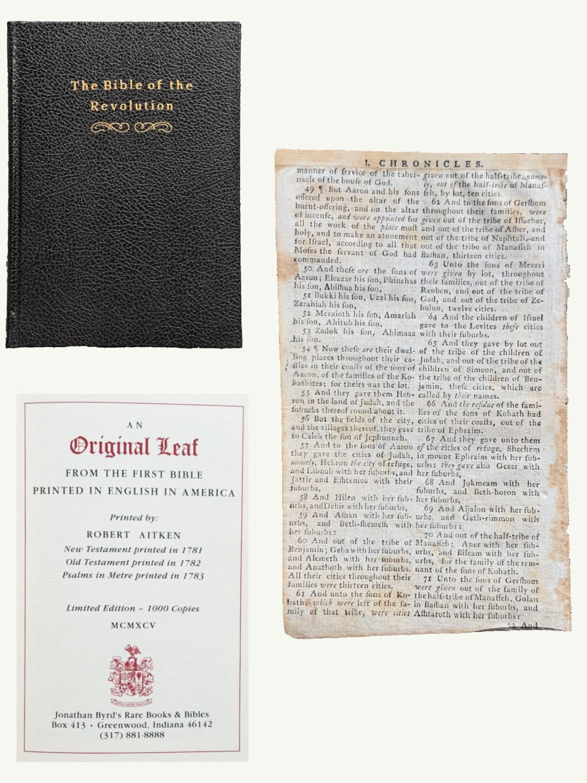 1782 Aitken Bible Leaves - First English Bible Printed in America and the Bible of the Revolution