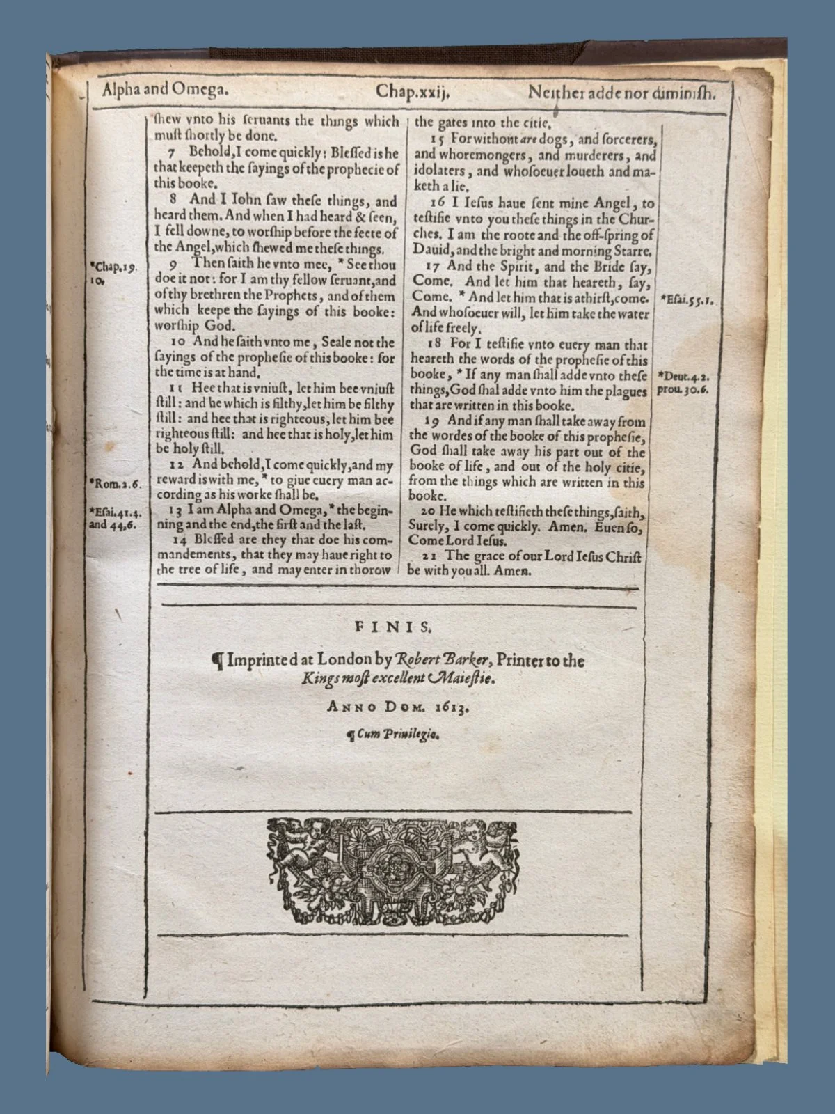 Last leaf of Revelation from a King James Bible
