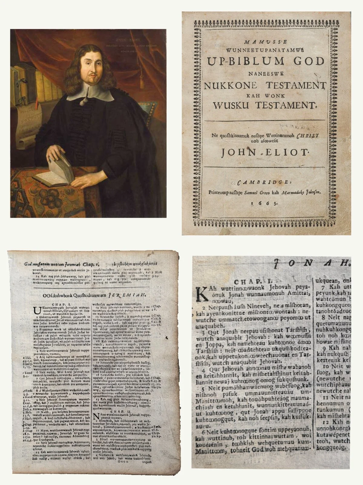 1663 Eliot Indian Bible Leaves - First Complete Bible Printed in the Americas