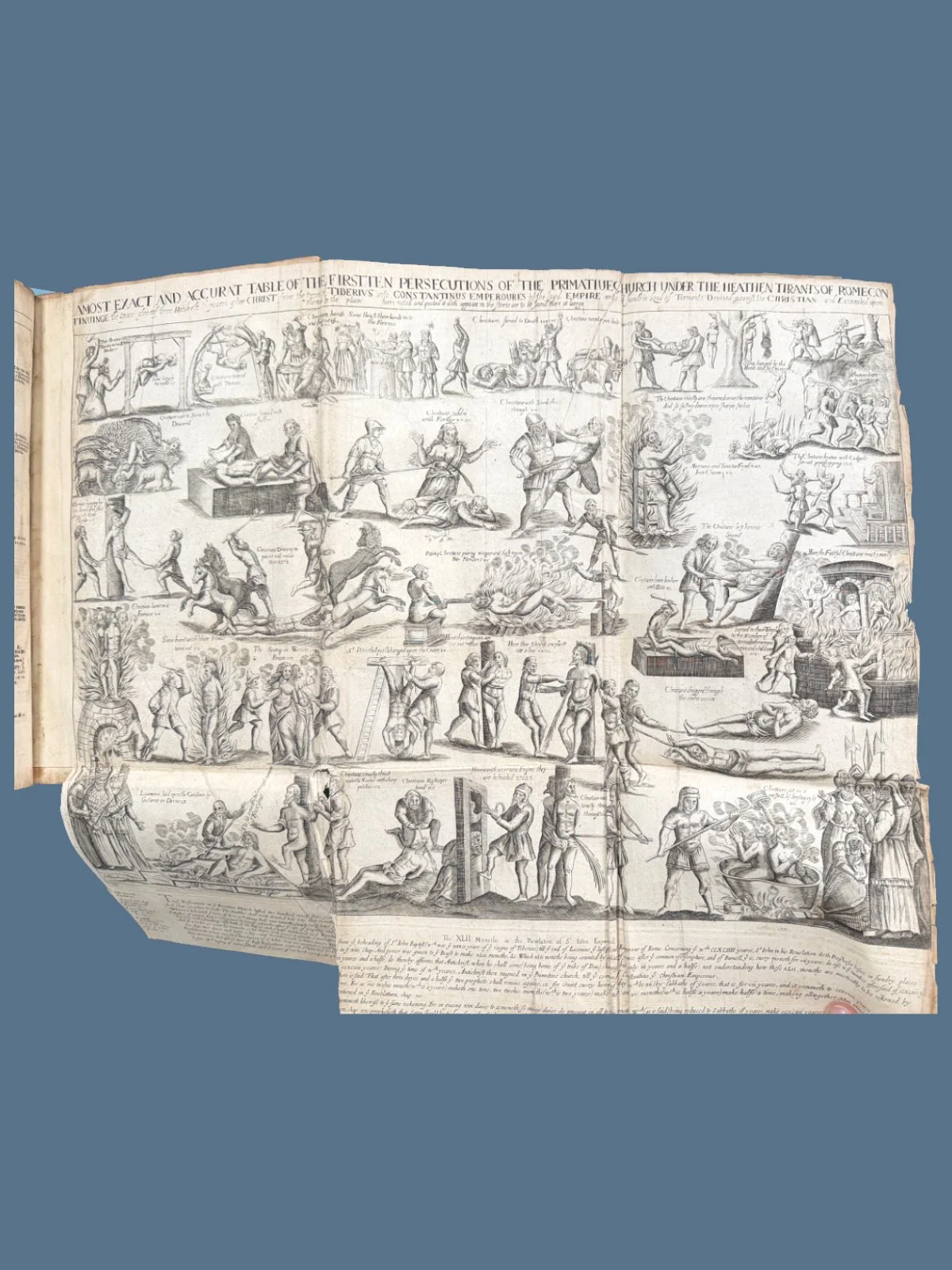 Fold Out Plate Persecutions Foxe Book of Martyrs
